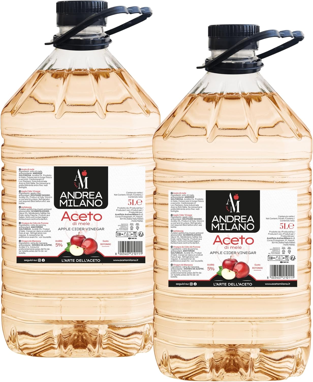 Detalle de Andrea Milano Aceto di Mele 5 L - Gusto Delicato e Aromatico, ideale con verdure