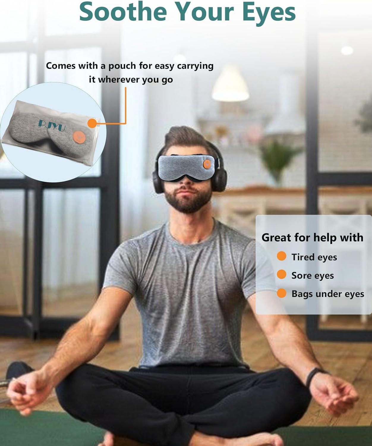 Thumbnail 1 de PJYU Heated Eye Mask for Dry Eyes: Rechargeable, Light-Blocking, with Adjustable Heat
