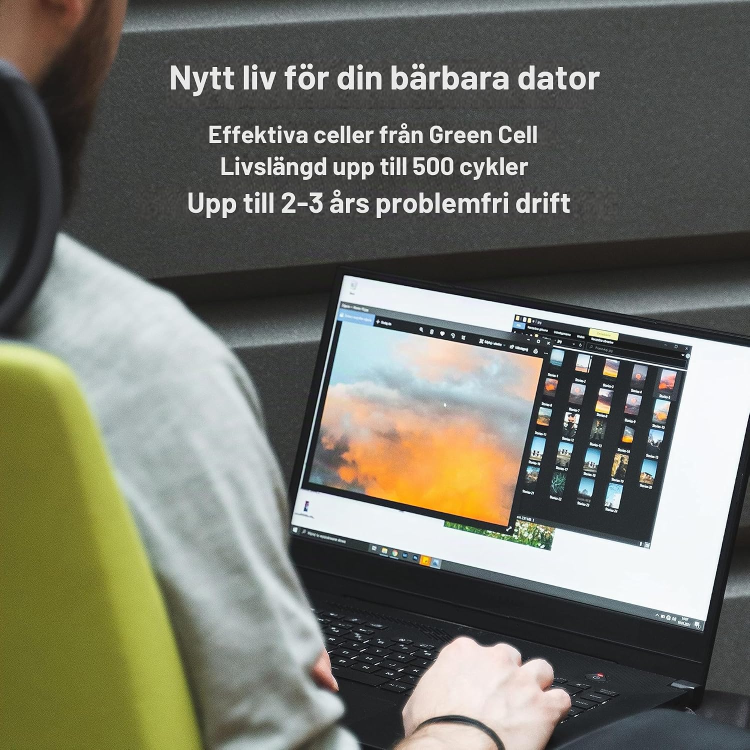 Detalle de Green Cell S Serie HSTNN-DB42 laptopbatteri, 4400 mAh, 10,8 V, 6 celler