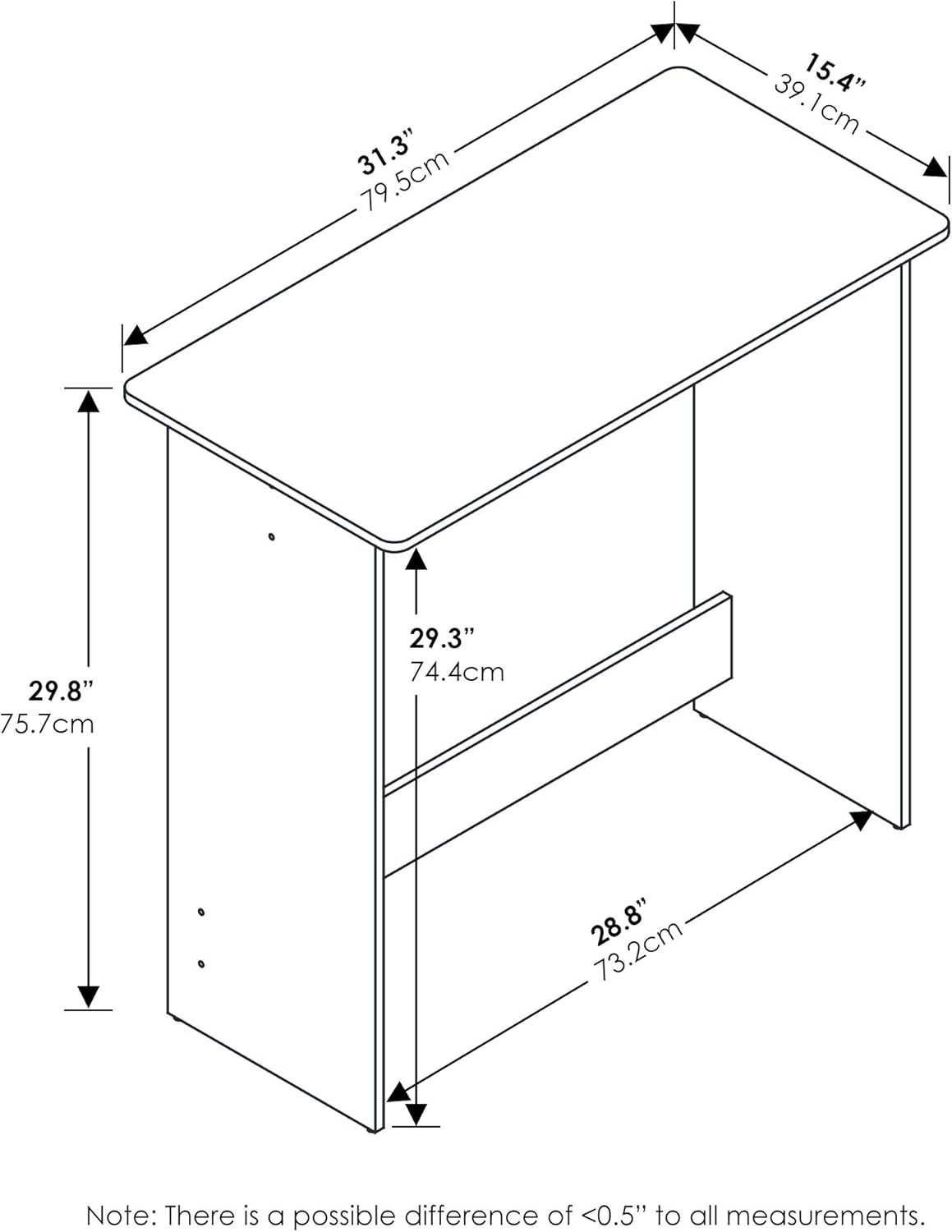 Thumbnail 2 de Furinno Simplistic computer desk in Columbia Walnut/Black – compact study & writing table