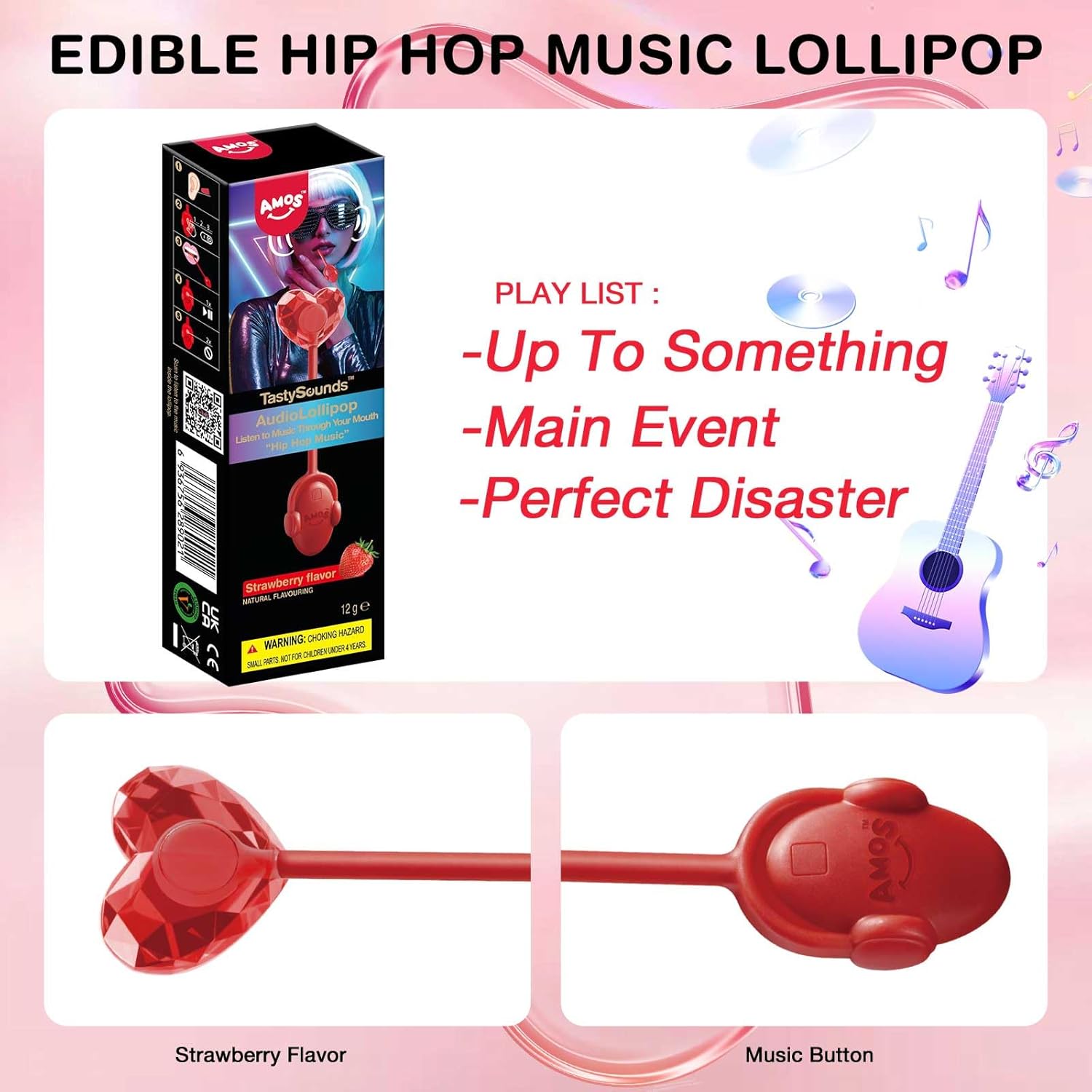 Thumbnail 6 de AMOS Lutscher Audio Lollipop Erdbeere – Musik-Lutscher 🍭