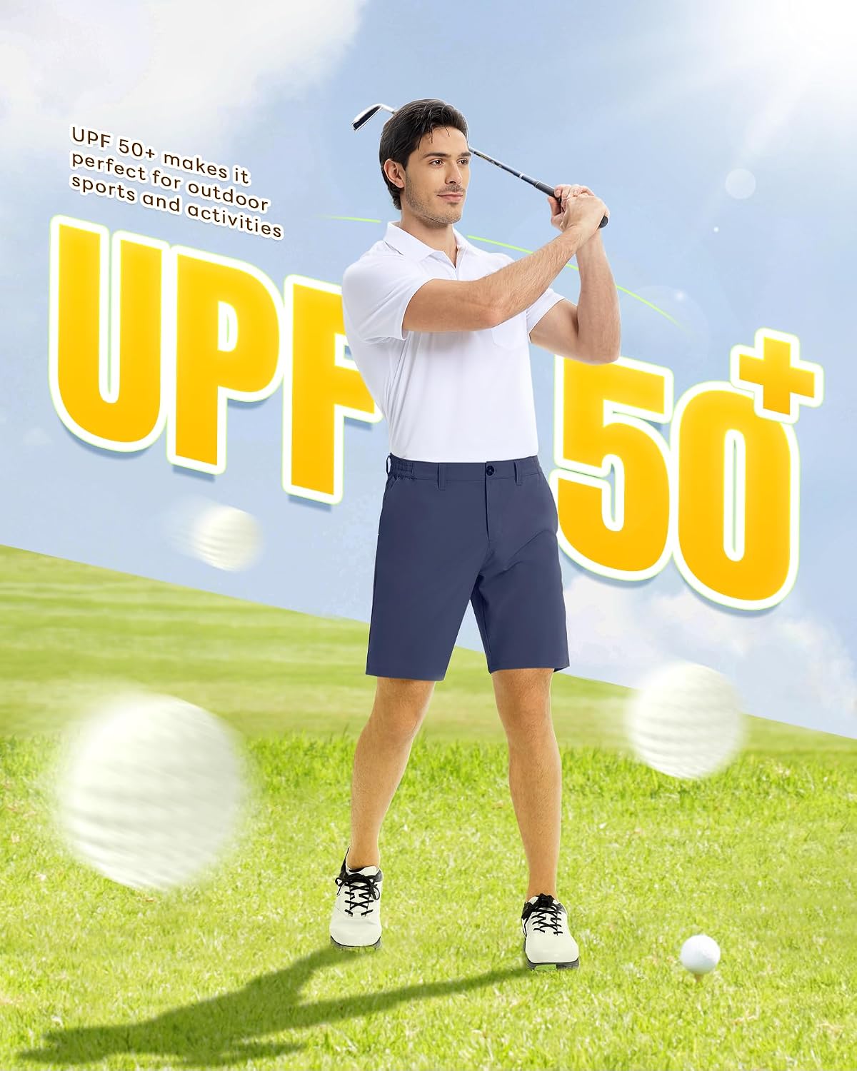 Detalle de Outdoor Ventures Men's Golf Shorts 9'' UPF 50+ Bermuda Short