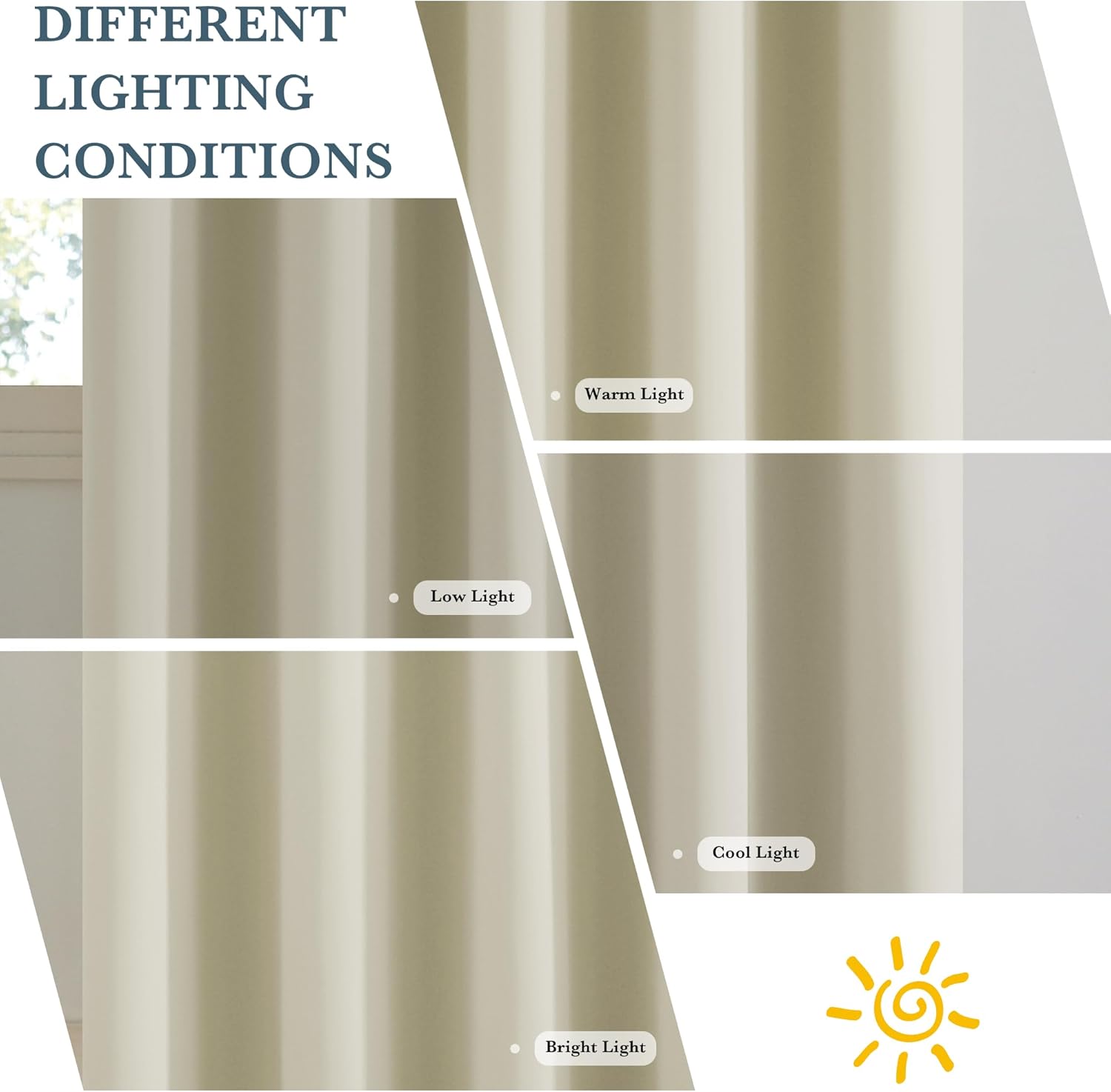 Thumbnail 5 de PONY DANCE 100% Blackout Curtains – Light Beige, 46 x 72 Inch, 2 Panels