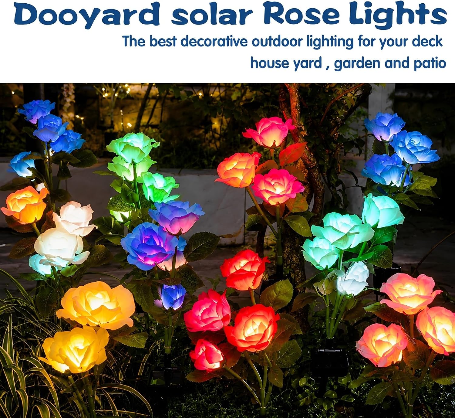 Detalle de Solar rose garden lights 4 pack