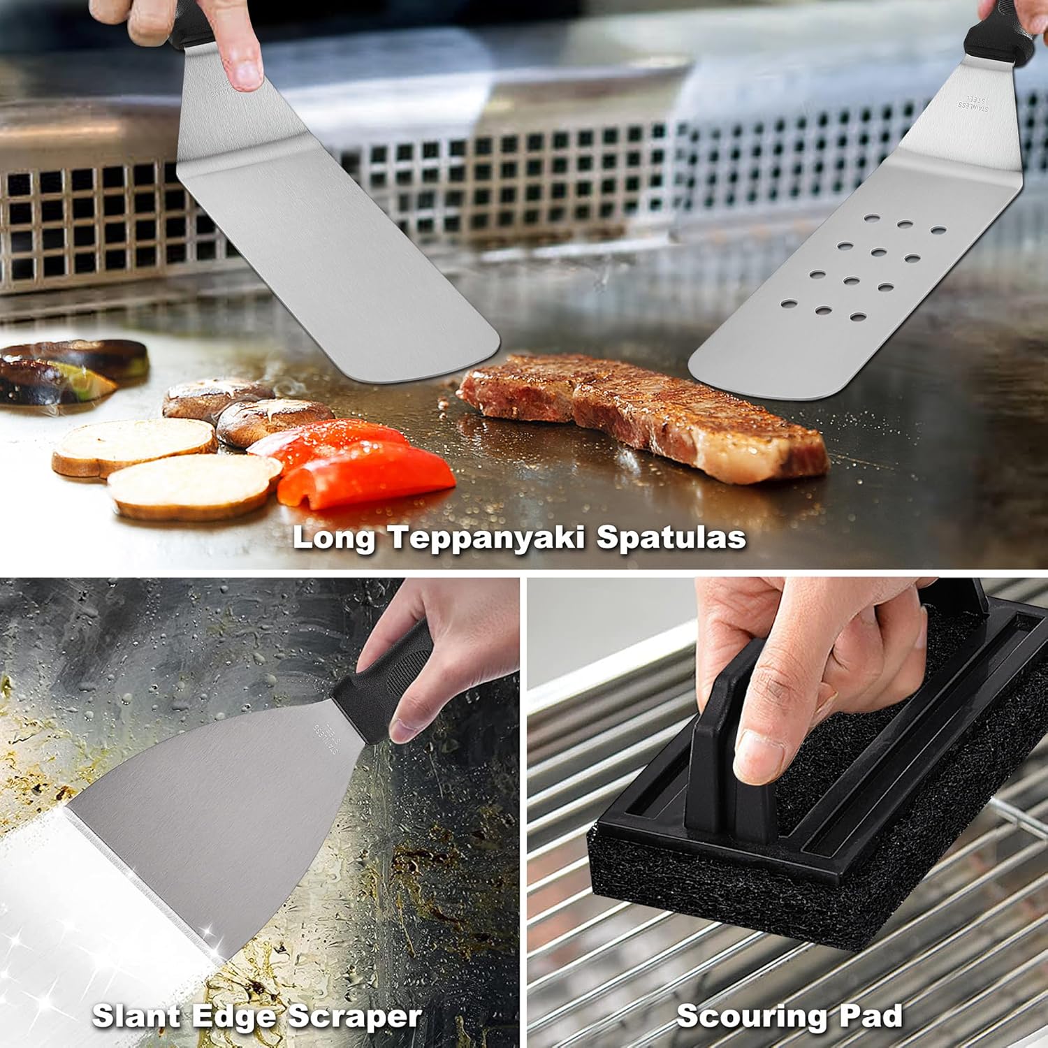 Detalle de ROMANTICIST 29-Piece Griddle Accessories Set for Flat Top & Teppanyaki Cooking