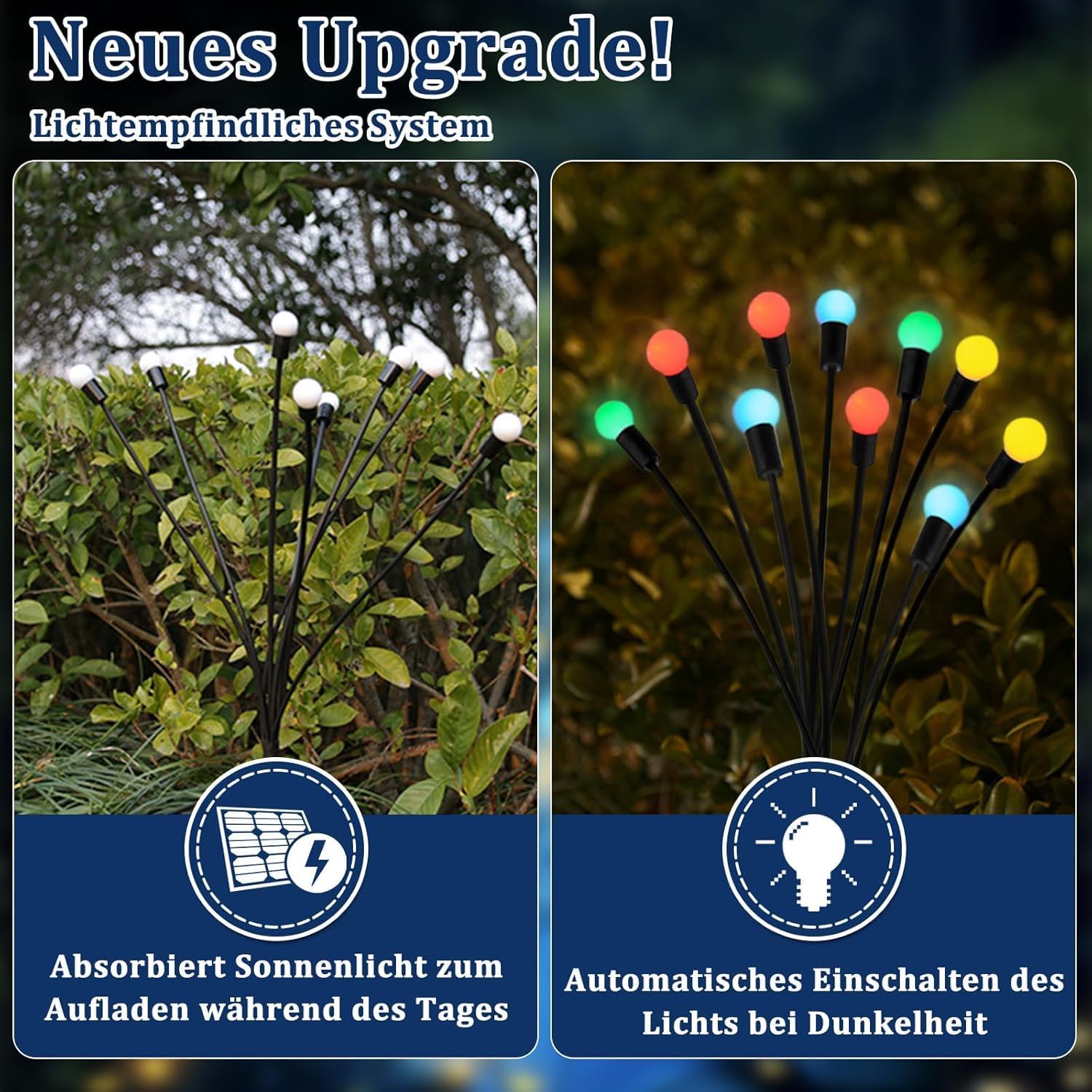 Thumbnail 6 de Cnulenzt Solarlampen für außen – 4 Stück 10LED bunte Glühwürmchen mit IP65, kabellose Gartenbeleuchtung