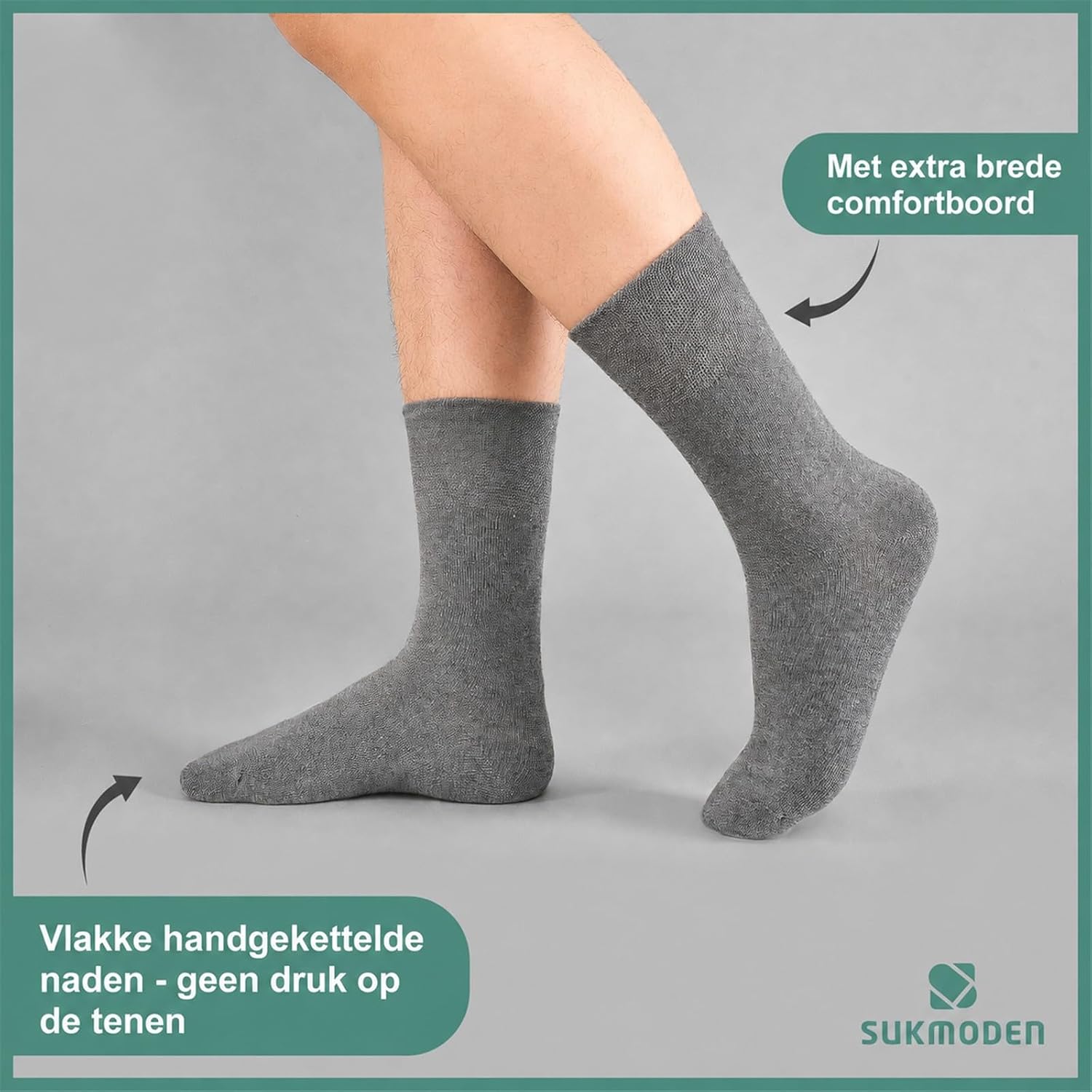 Detalle de SockWaddles diabetessokken, 6 paar, 97% katoen, naadloos, maat 35–50