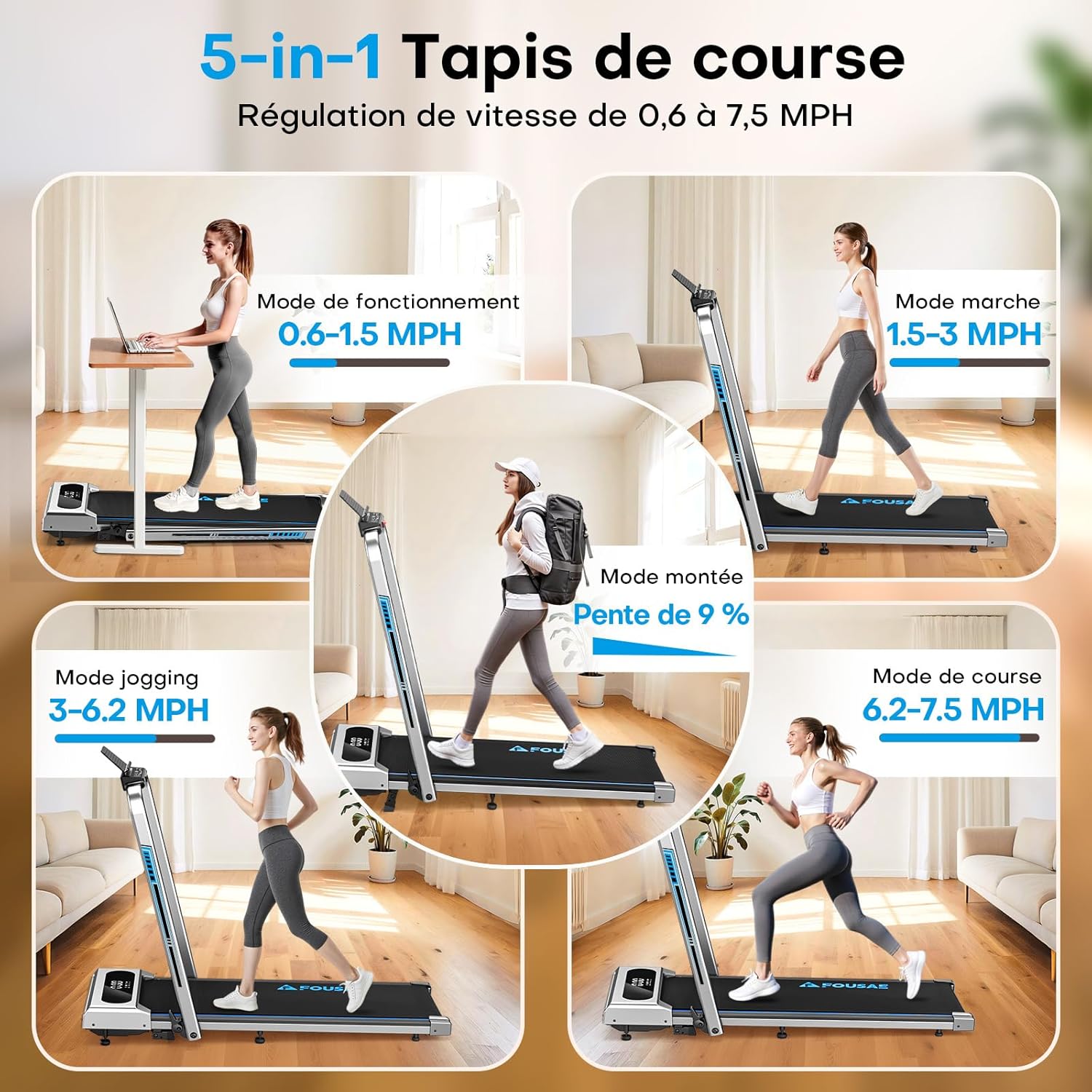 Thumbnail 2 de FOUSAE Tapis de Course 12 km/h