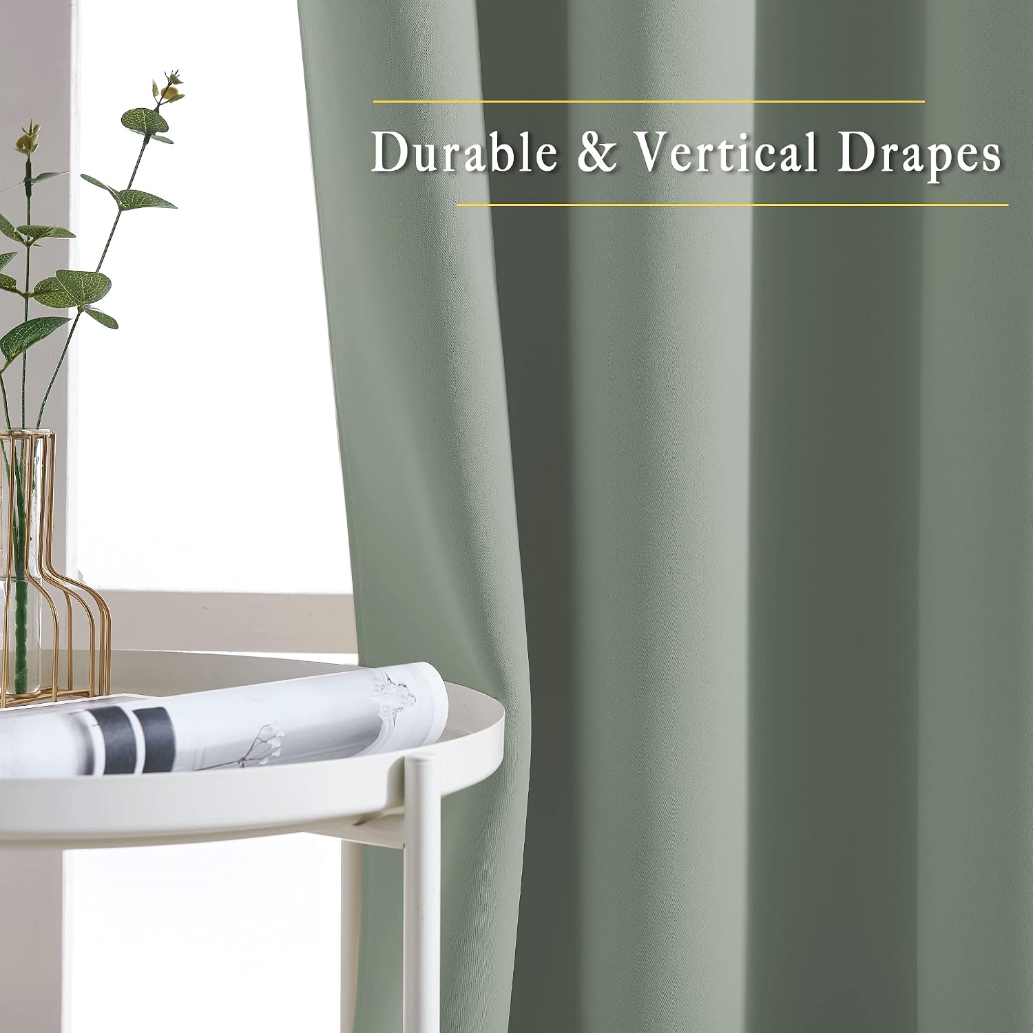 Detalle de NICETOWN NTGMBLKSLD2-52GM2ALL Blackout Curtains, Sage Green, 2 Panels, 84-Inch