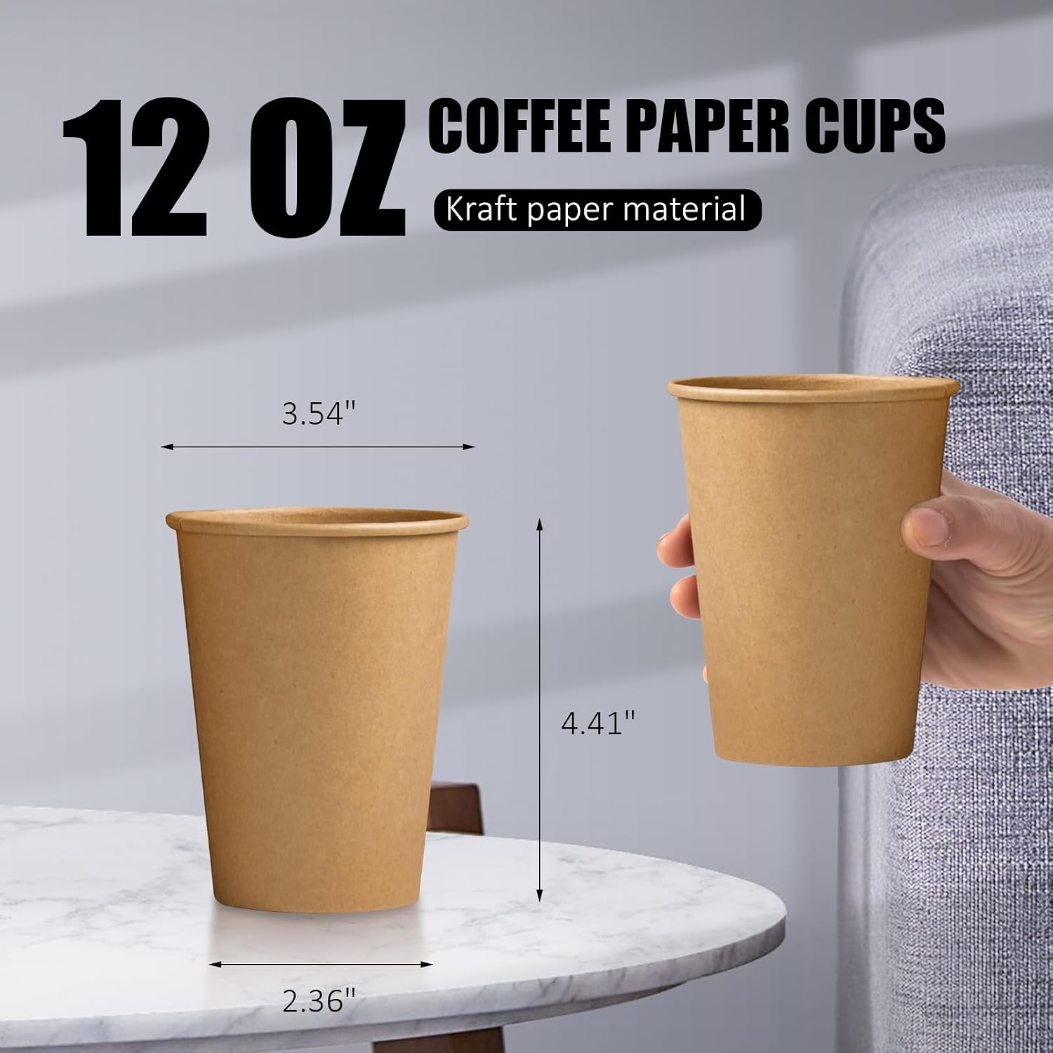 Detalle de Clawsoff 180 Pack 12 oz Brown Kraft Disposable Paper Cups
