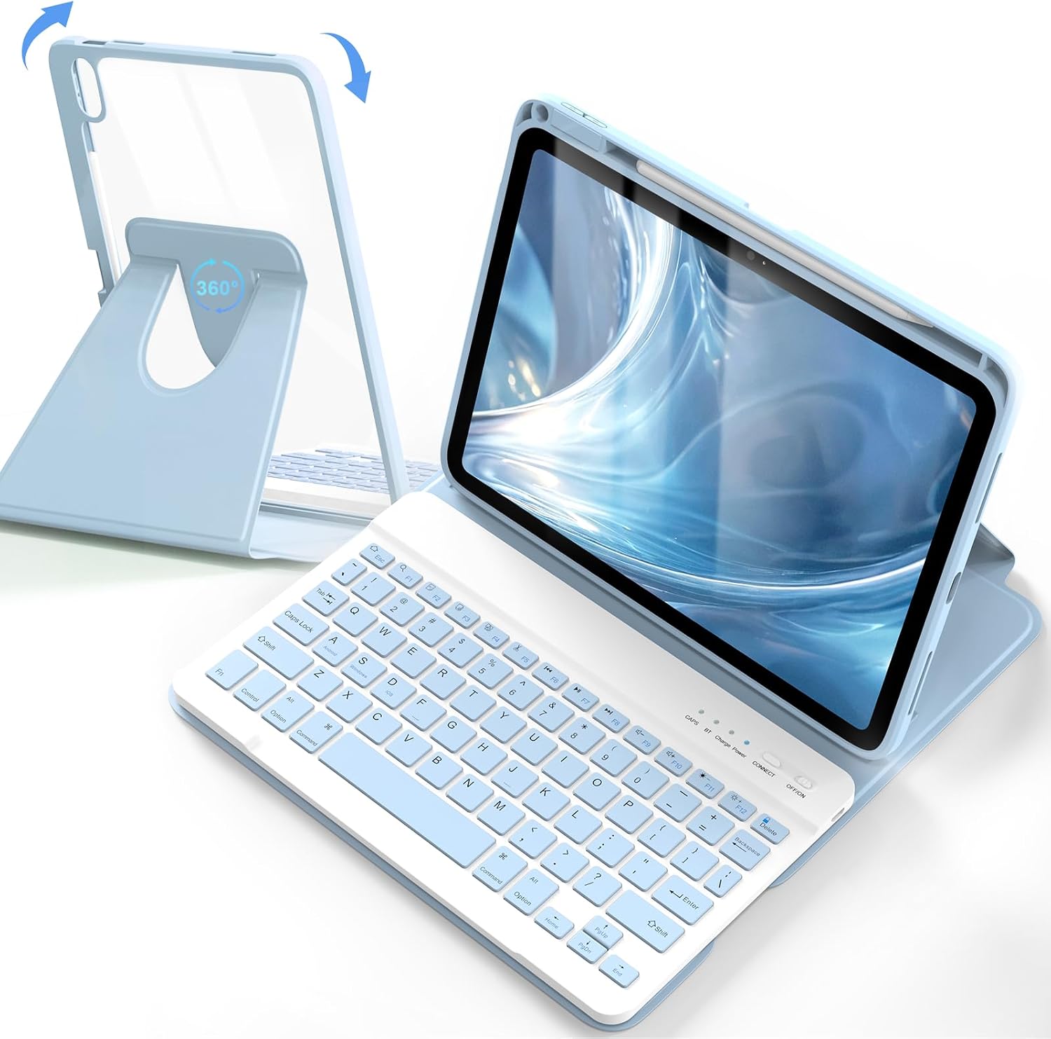 Detalle de 360 Rotating Keyboard Case for iPad A16 11th Gen / 10th Gen 10.9-inch with Keyboard - Light Blue