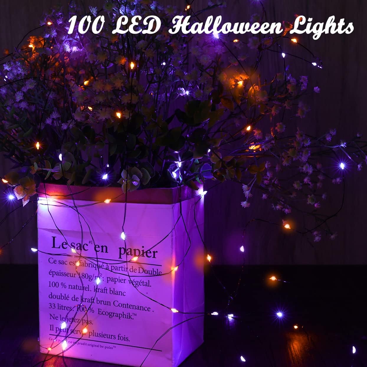 Thumbnail 6 de Lomotech Orange & Purple Solar String Lights, 2-Pack, 200 LEDs, 8 Modes