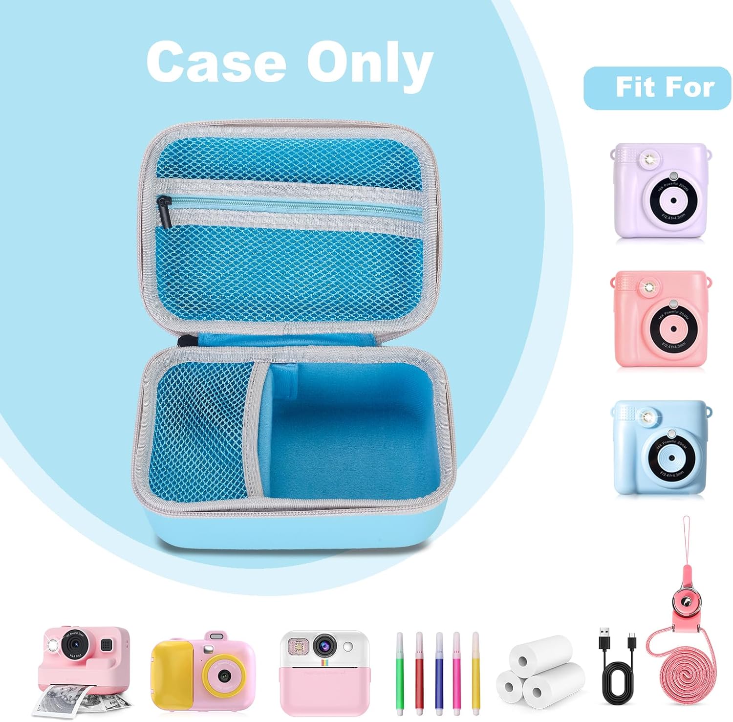 Detalle de Riosin Kids Camera Case for Instant Print Cameras (Light Blue) – Fits Hangrui, TIATUA, CalineGam and More
