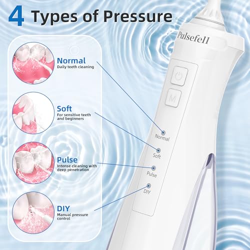 Detalle de Pulsefell Irrigador Dental Portátil 300 ml: limpieza profunda y movilidad para hogar y viajes