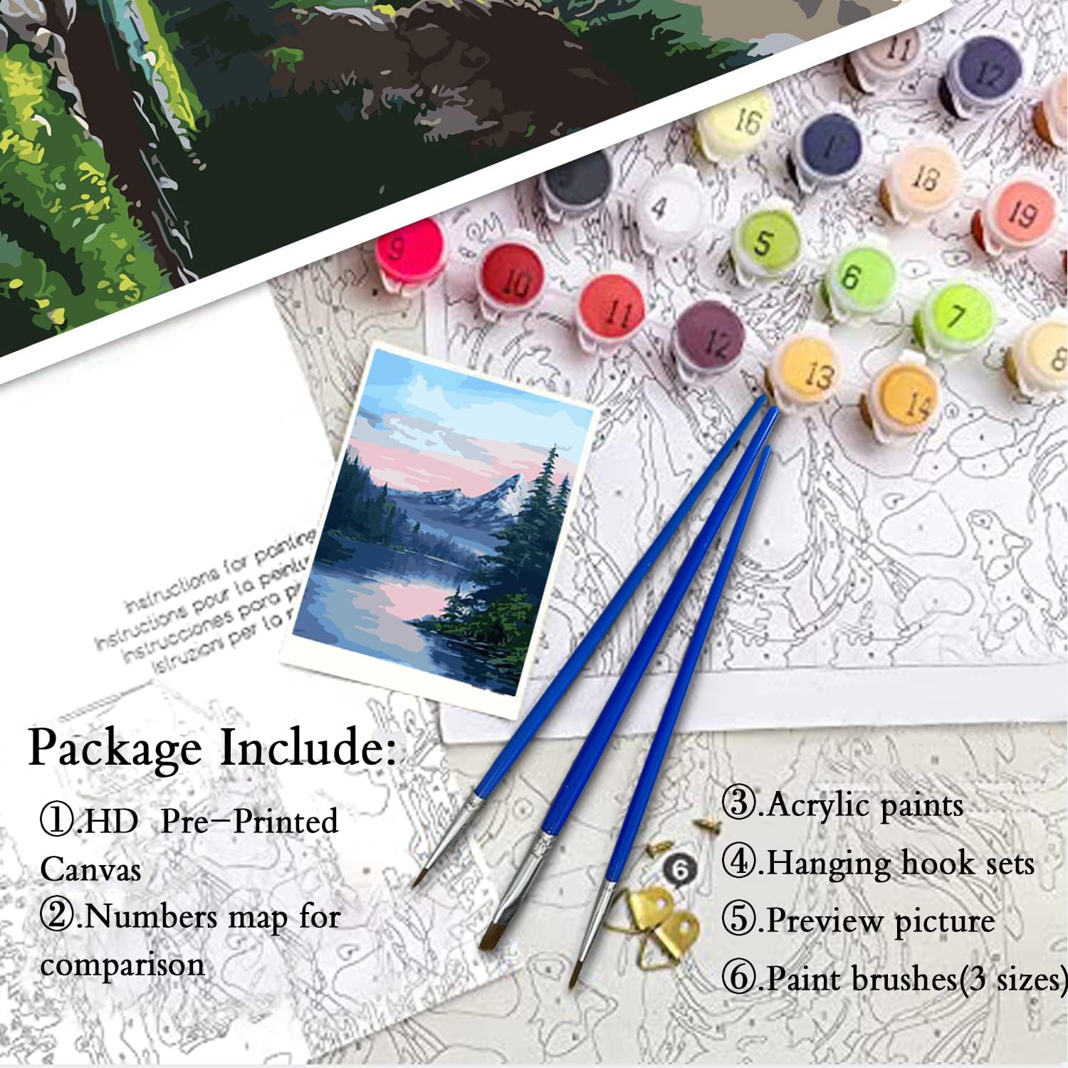 Thumbnail 4 de Hongyrjy Paint by Numbers 4 Pack: Landscape Kits for Adults (16x12 inch)