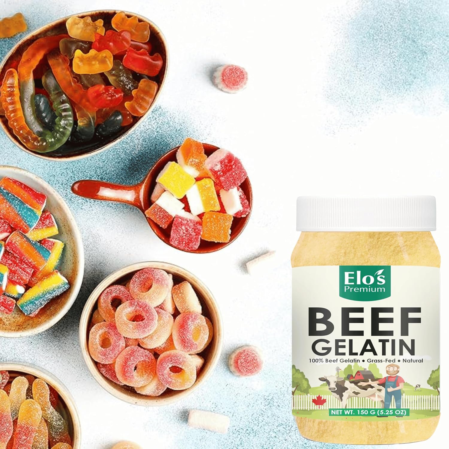 Detalle 2 de Elo’s Premium Beef Gelatin Powder, 150 g, Grass-Fed and Unflavoured
