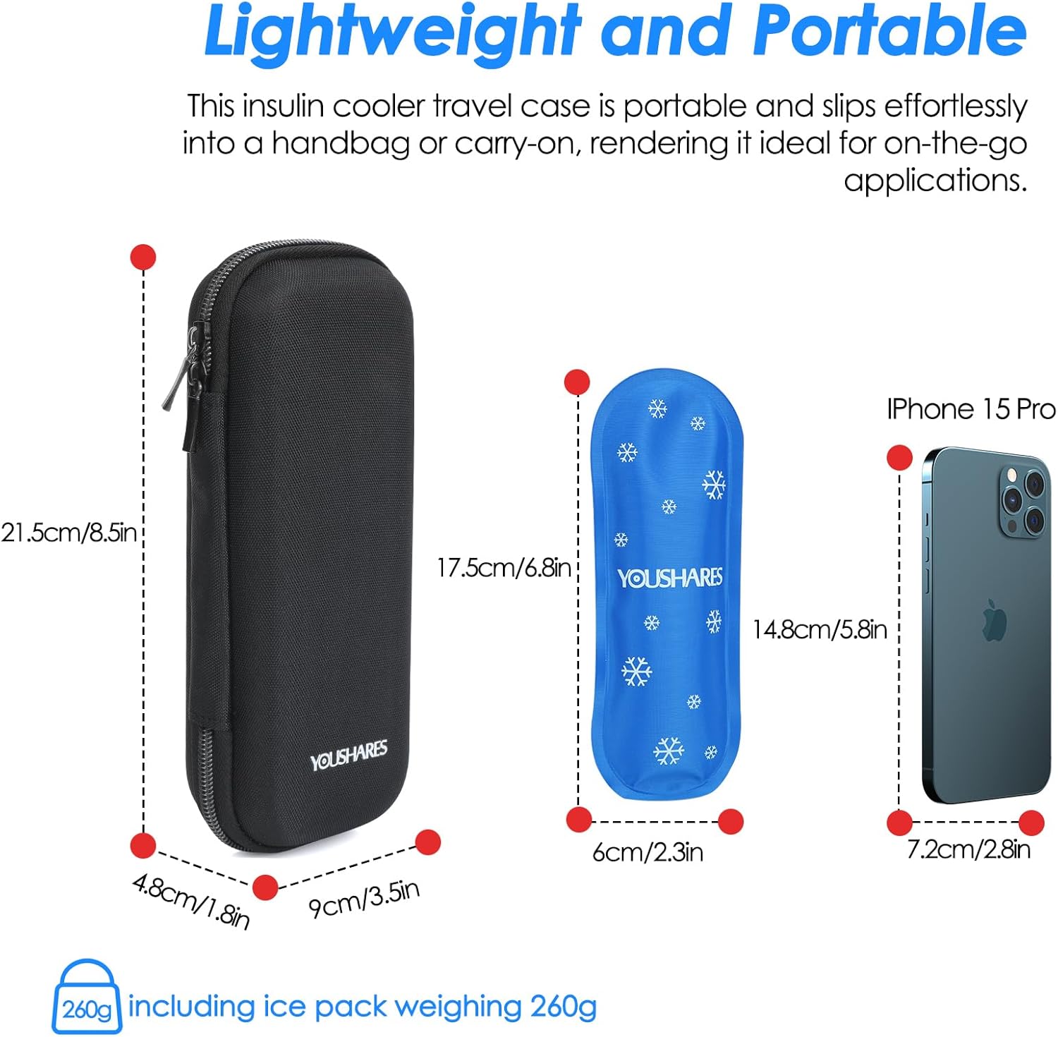 Detalle de YOUSHARES Pochette Isotherme Insuline avec Poche Glacière et Trousse de Voyage – Protection et Organisation pour Médicaments