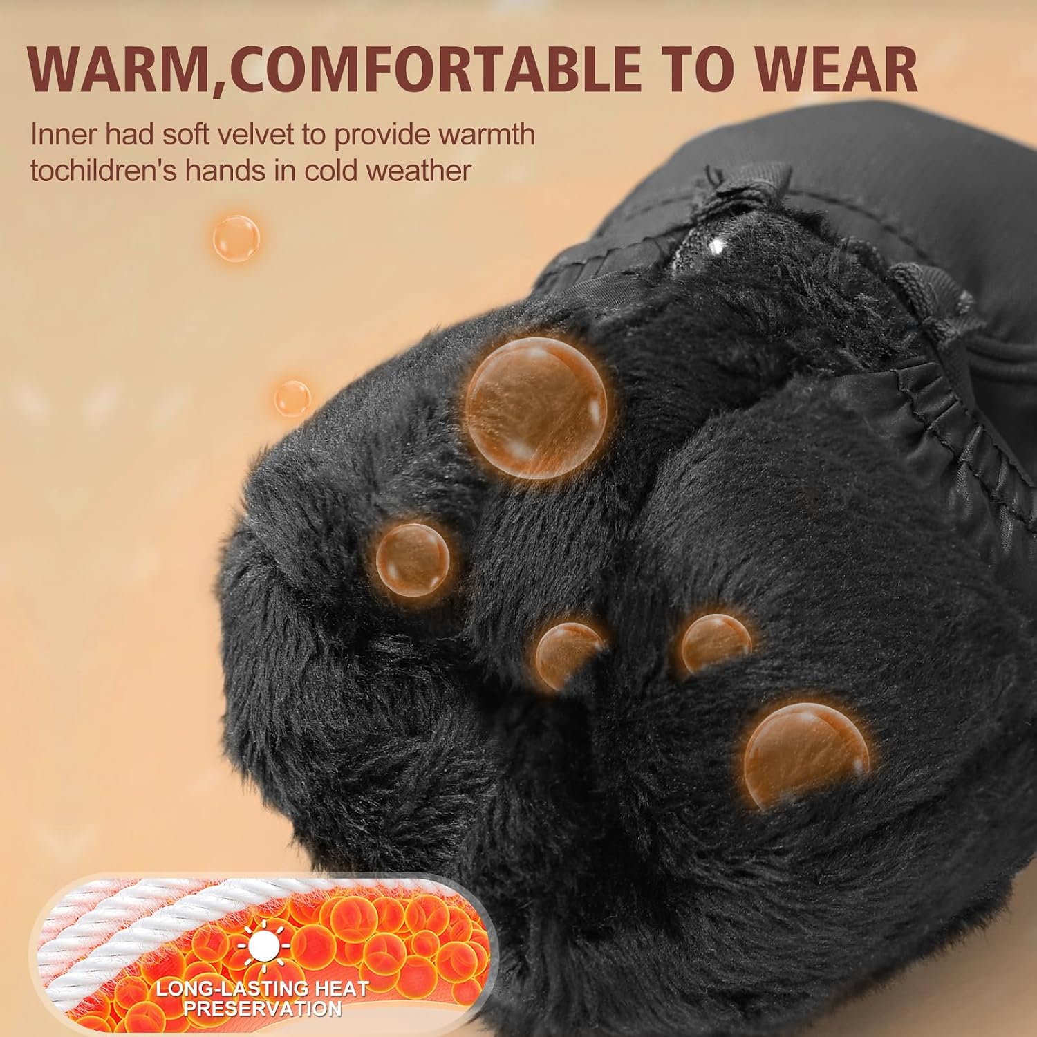 Detalle 1 de Andake Kids Mittens for Skiing, Waterproof Insert and 3M Thinsulate