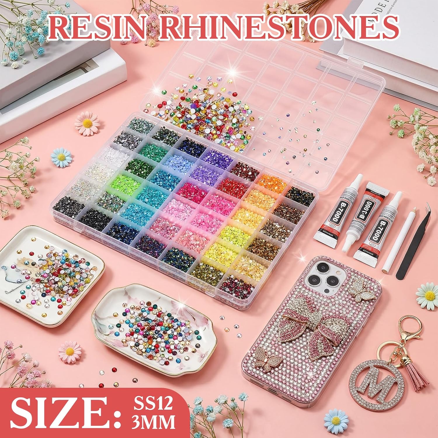 Thumbnail 1 de 80000Pcs Bedazzling Kit with 3mm Rhinestones – 42 Colors Resin Gems for Nails, Crafts & DIY