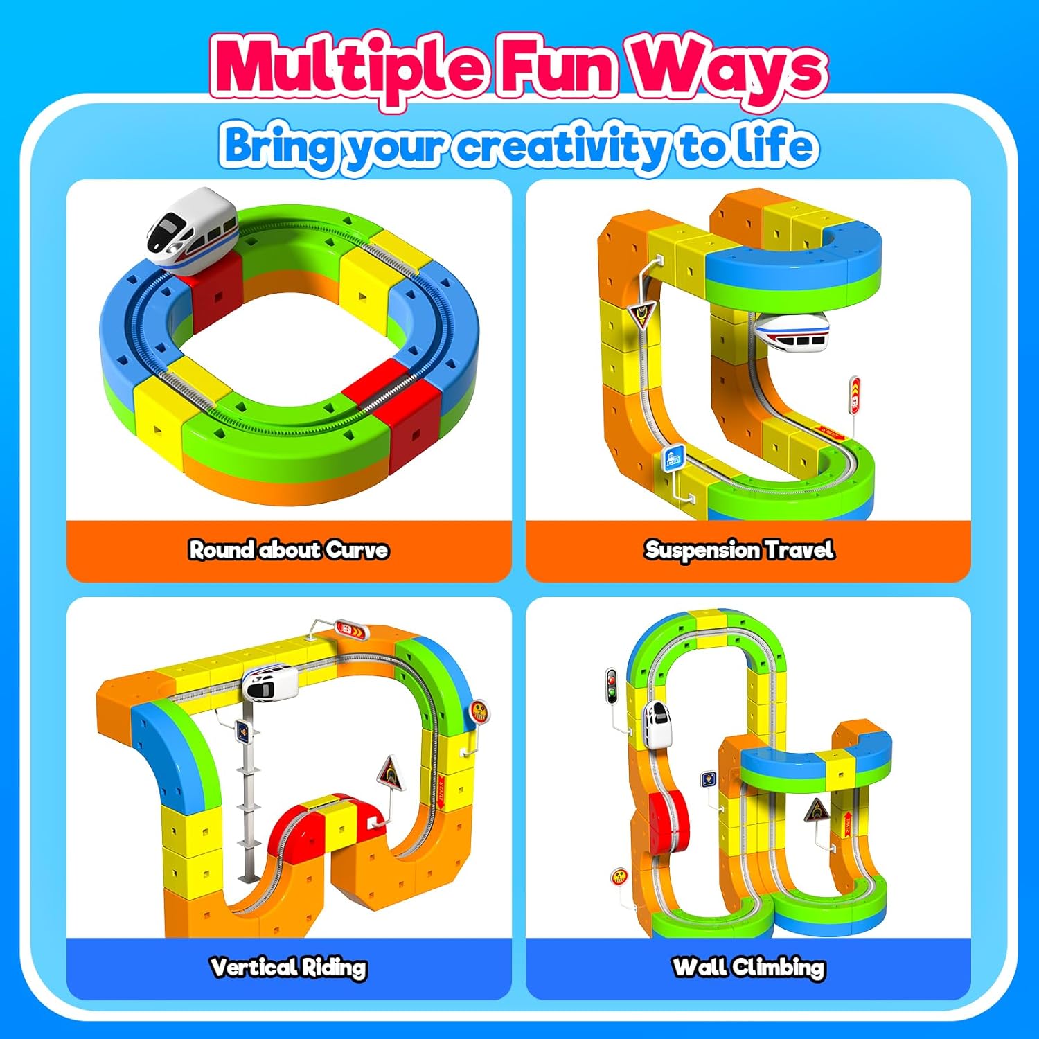 Detalle de Goody King Train électrique enfant 69 pièces – ensemble STEM de train magnétique 3D DIY (4 à 12 ans)