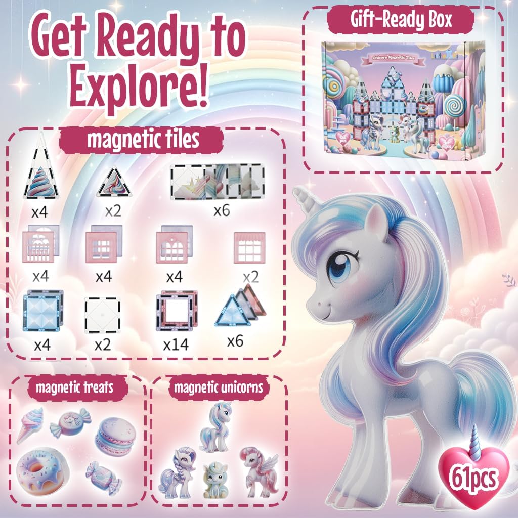 Thumbnail 4 de Little Pi Unicorn Magnetic Tiles 61