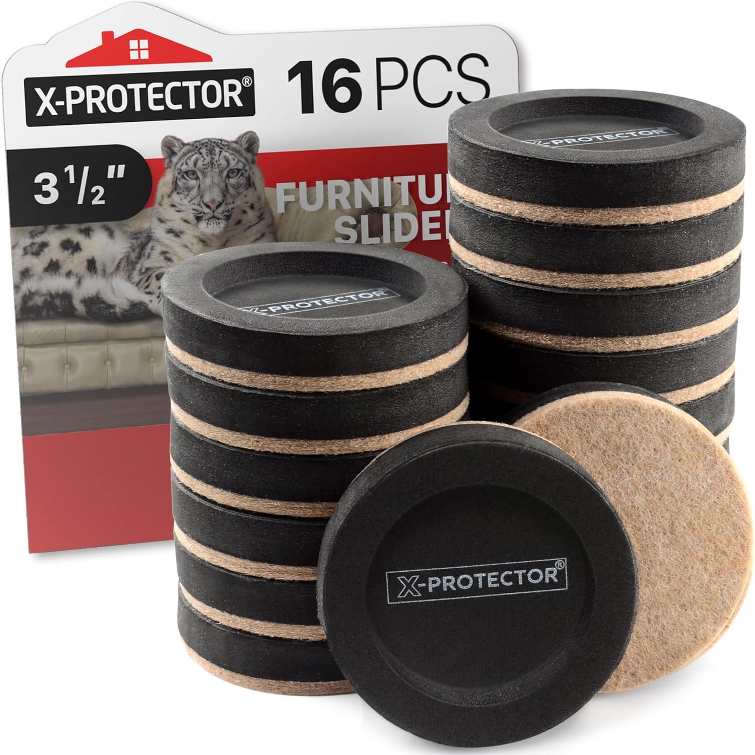 Detalle de X-Protector Furniture Sliders for Hard Floors, 16-Piece Felt and Foam Set