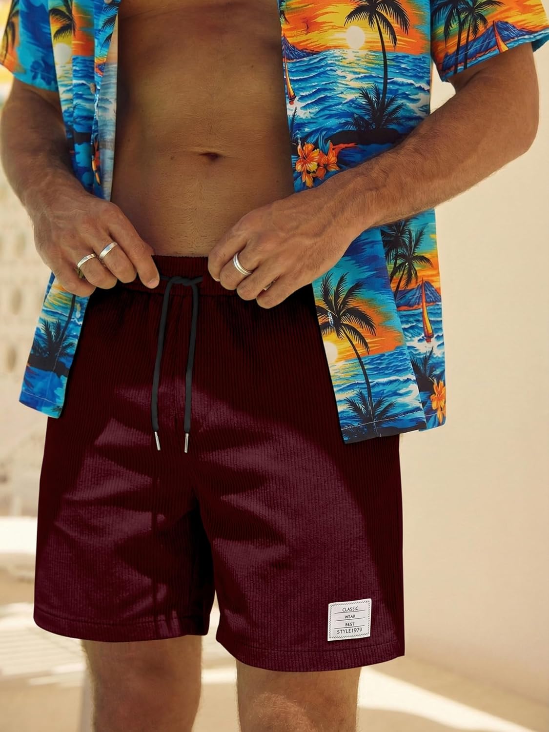 Thumbnail 6 de JMIERR Corduroy Shorts Herren – Sommer-Leinen-Look, Elastischer Bund mit Taschen (Größen S–3XL)