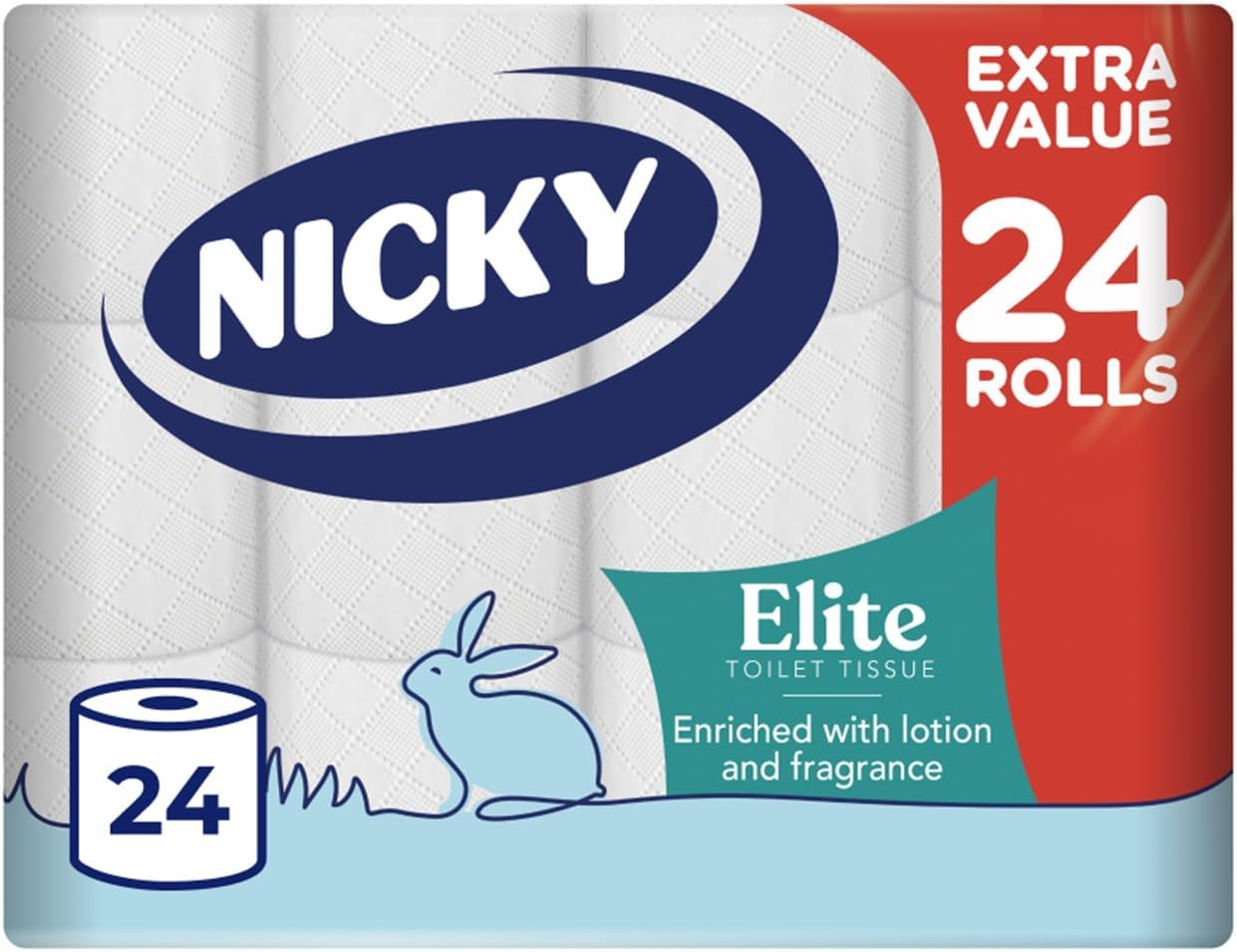 Nicky Elite 24 Rolls of Toilet Tissue, 3-Ply