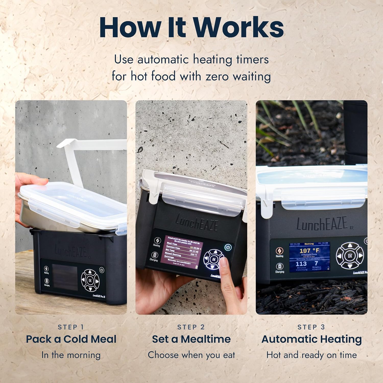 Detalle de LunchEAZE Pro Cordless Heated Lunchbox 4-Cup 🍱
