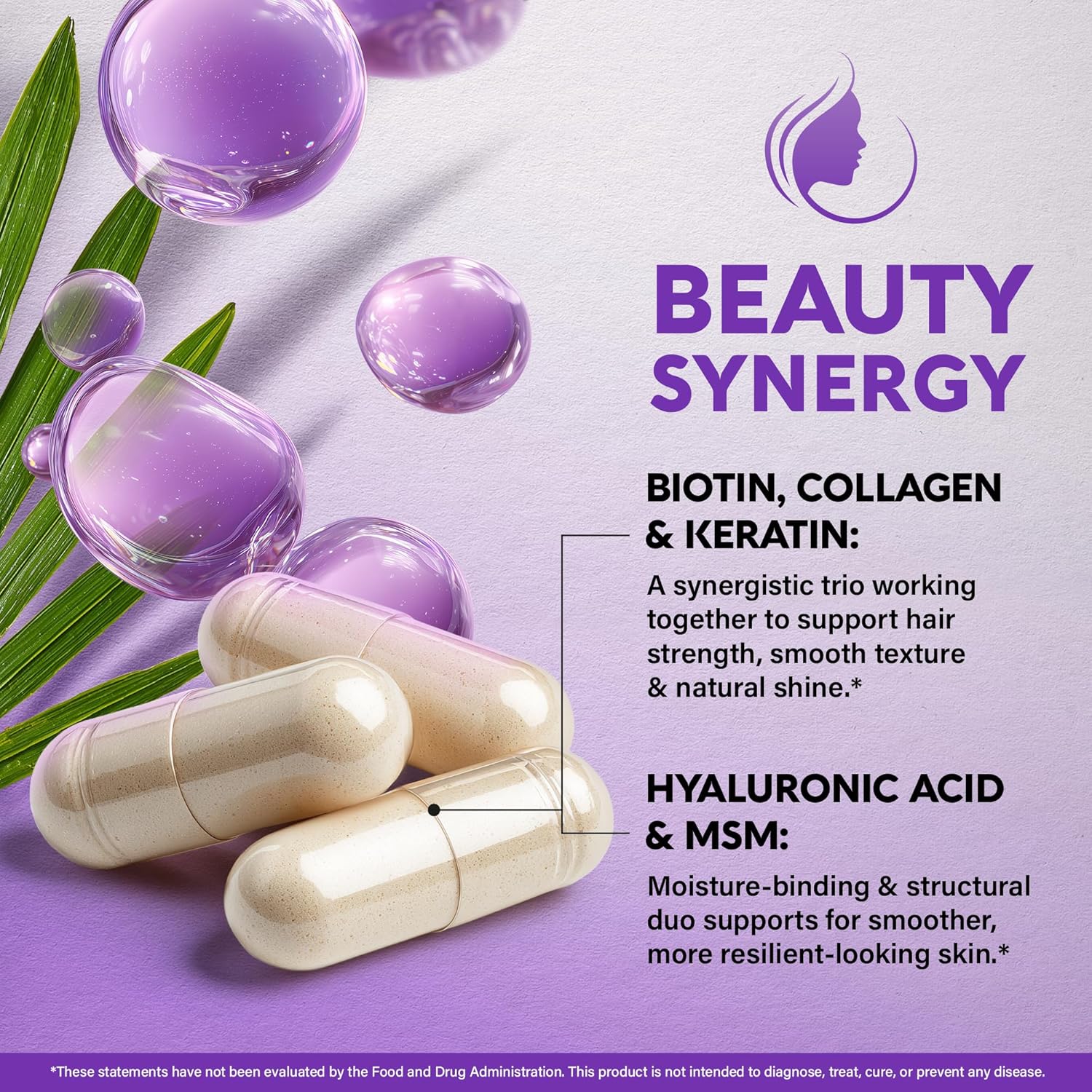 Detalle de NUTRAHARMONY BC-01 Hair, Skin & Nails Supplement with Biotin, Collagen & B-Complex