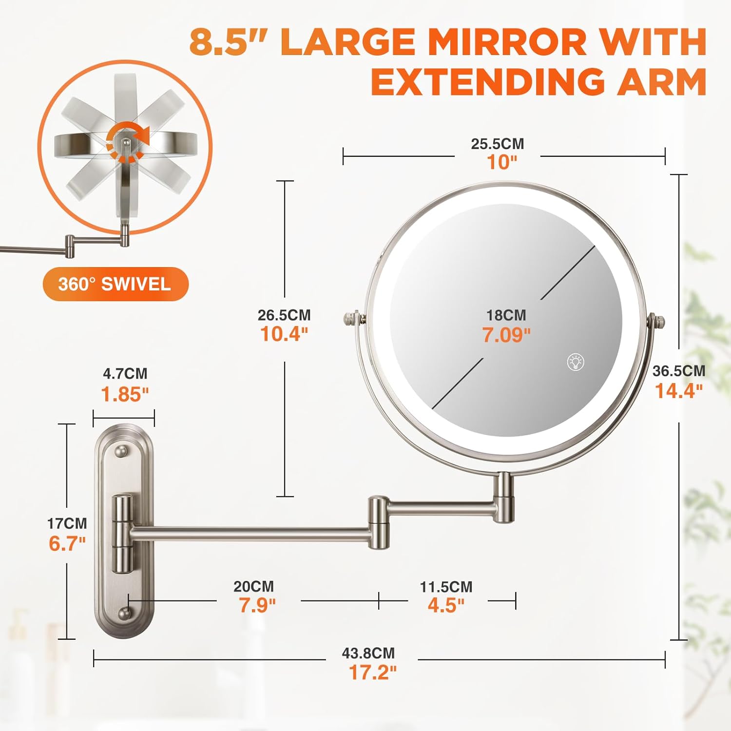 Thumbnail 1 de VORREMIRR 15x 8" Rechargeable Magnifying Mirror 🪞