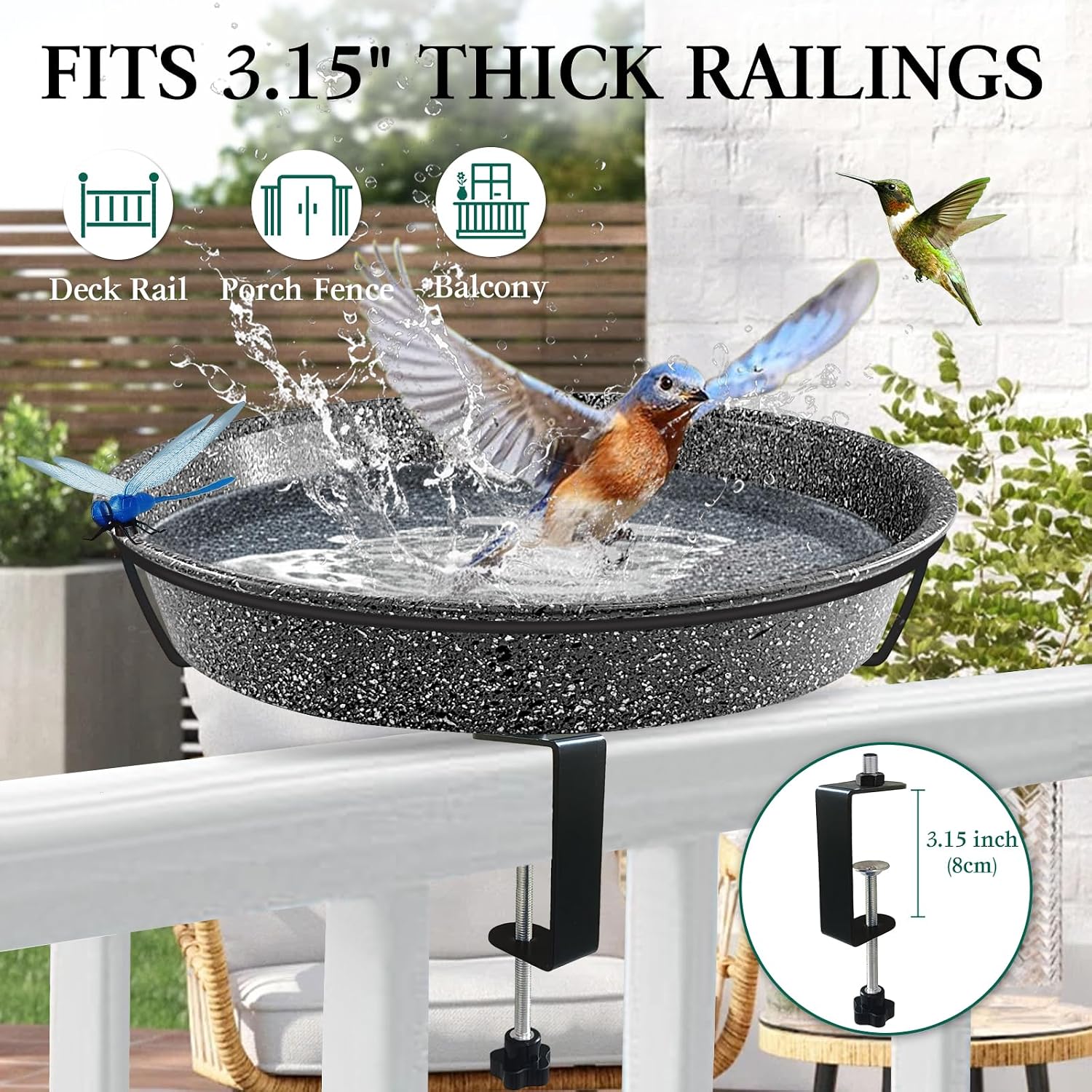 Thumbnail 5 de Deck-Mounted Metal Bird Bath, 11.5-inch