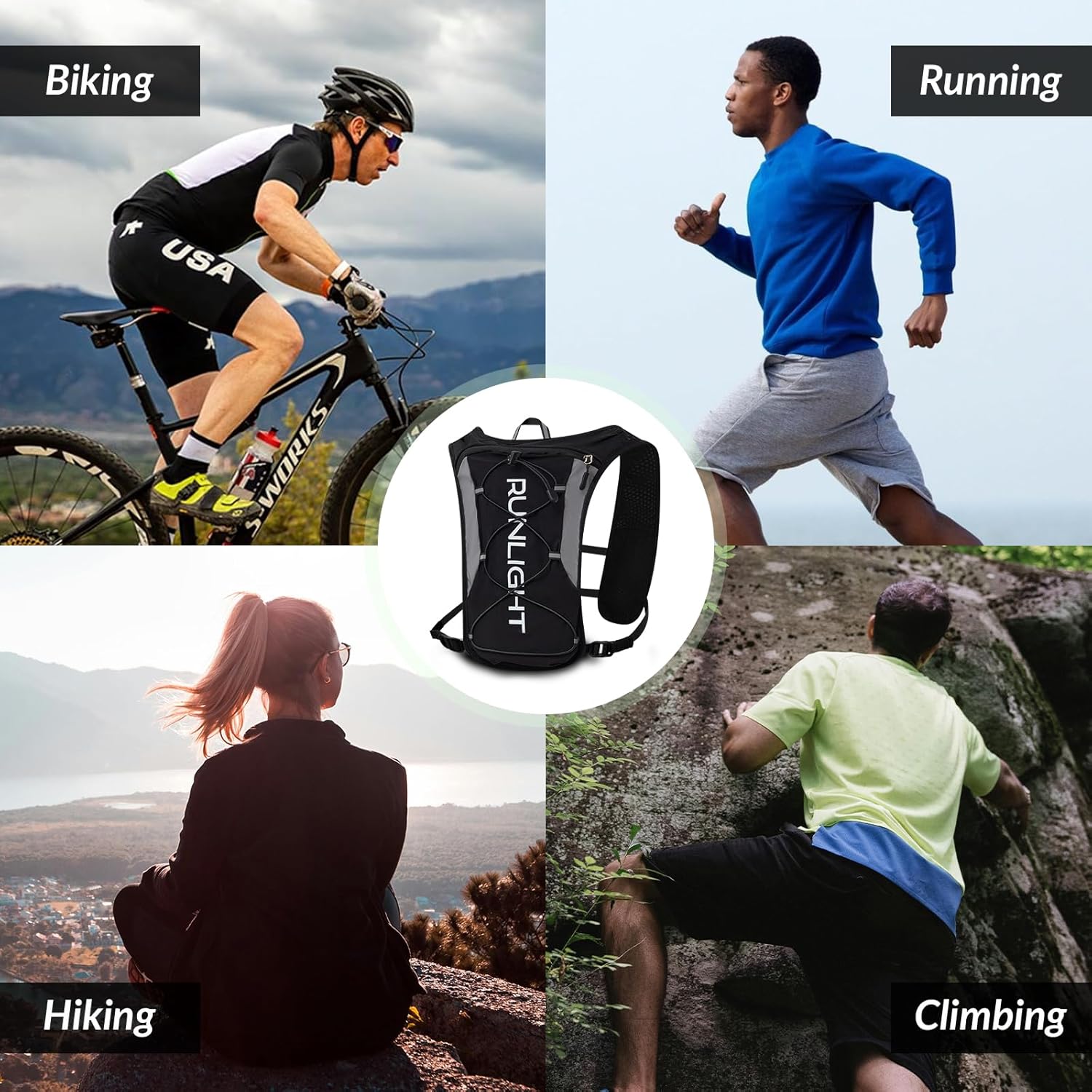 Thumbnail 6 de Running Vest Women Men Night Reflective Hydration Vest with 1500ml Soft Water Bottle
