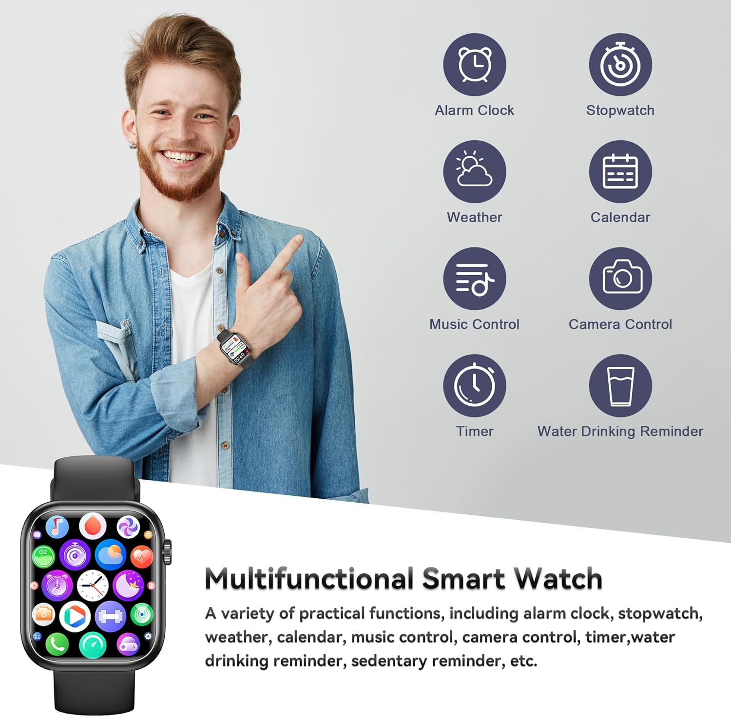 Thumbnail 4 de Smart Watch for Men & Women (Answer/Make Call) – 1.83" Fitness Tracker with Heart Rate, BP, 120+ Sports Modes, IP68
