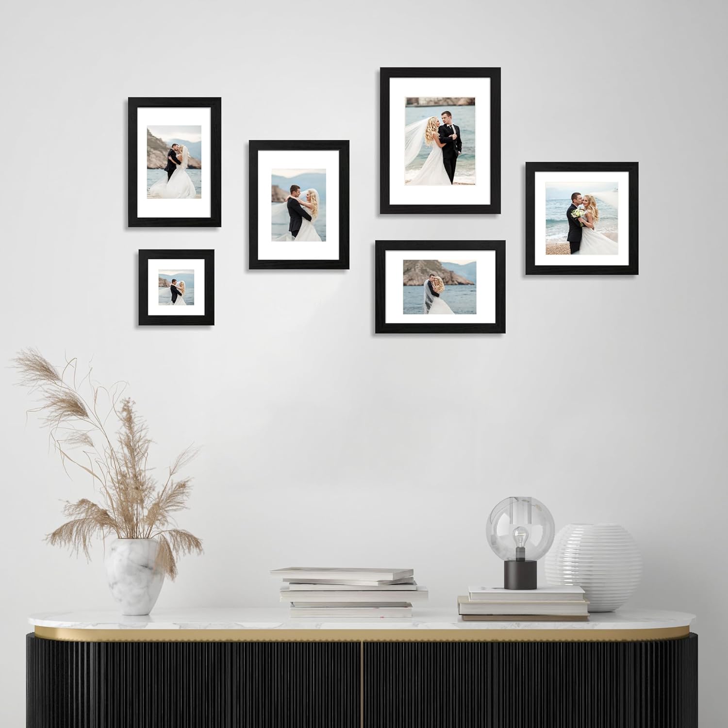 Thumbnail 6 de iRahmen 11x14 Picture Frame Set of 4 with Tempered Glass in Rustic Black MDF Frames