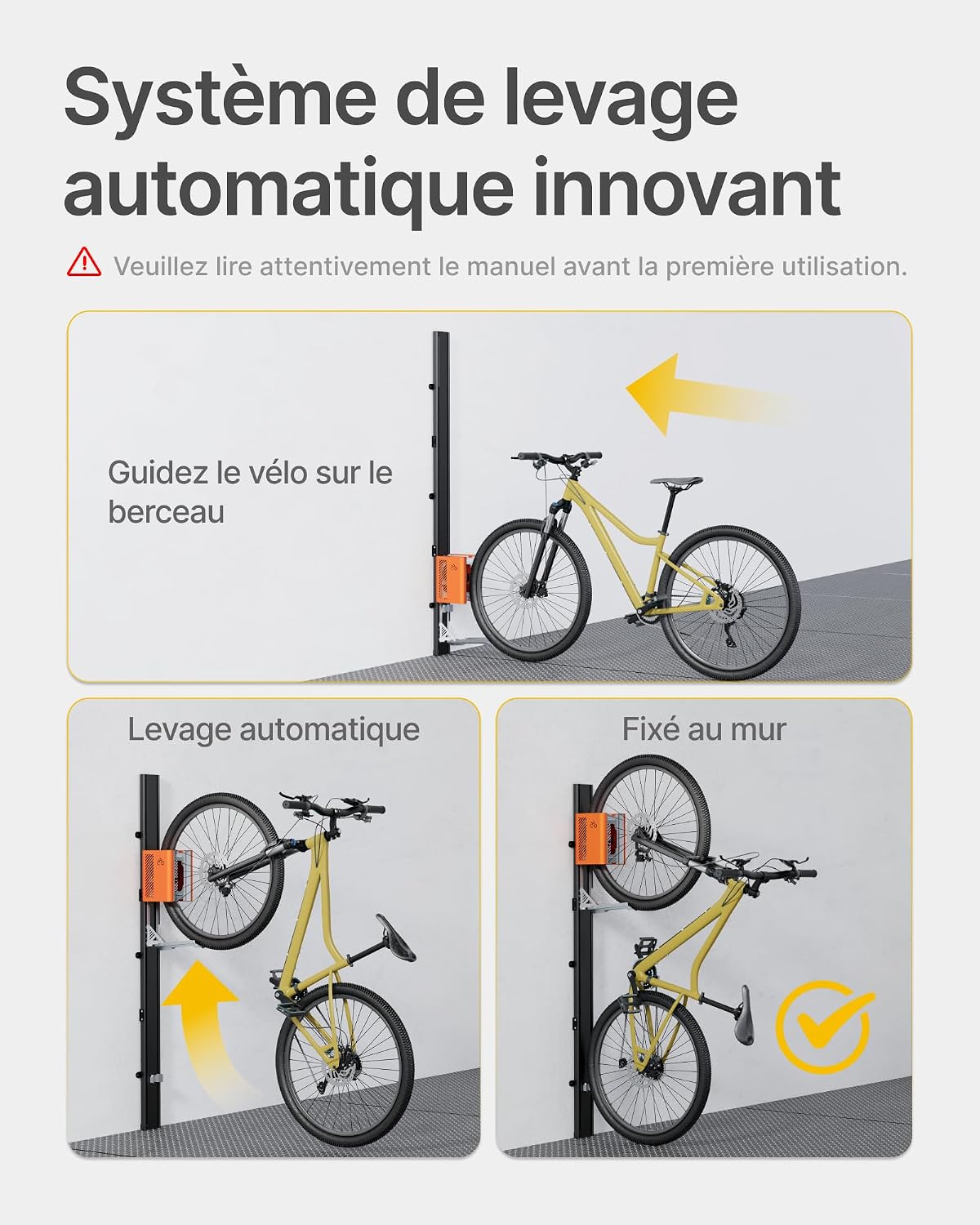 Detalle de monTEK DE-DS-VA1009OR automatische fietsendrager voor 24-29 inch, tot 32 kg