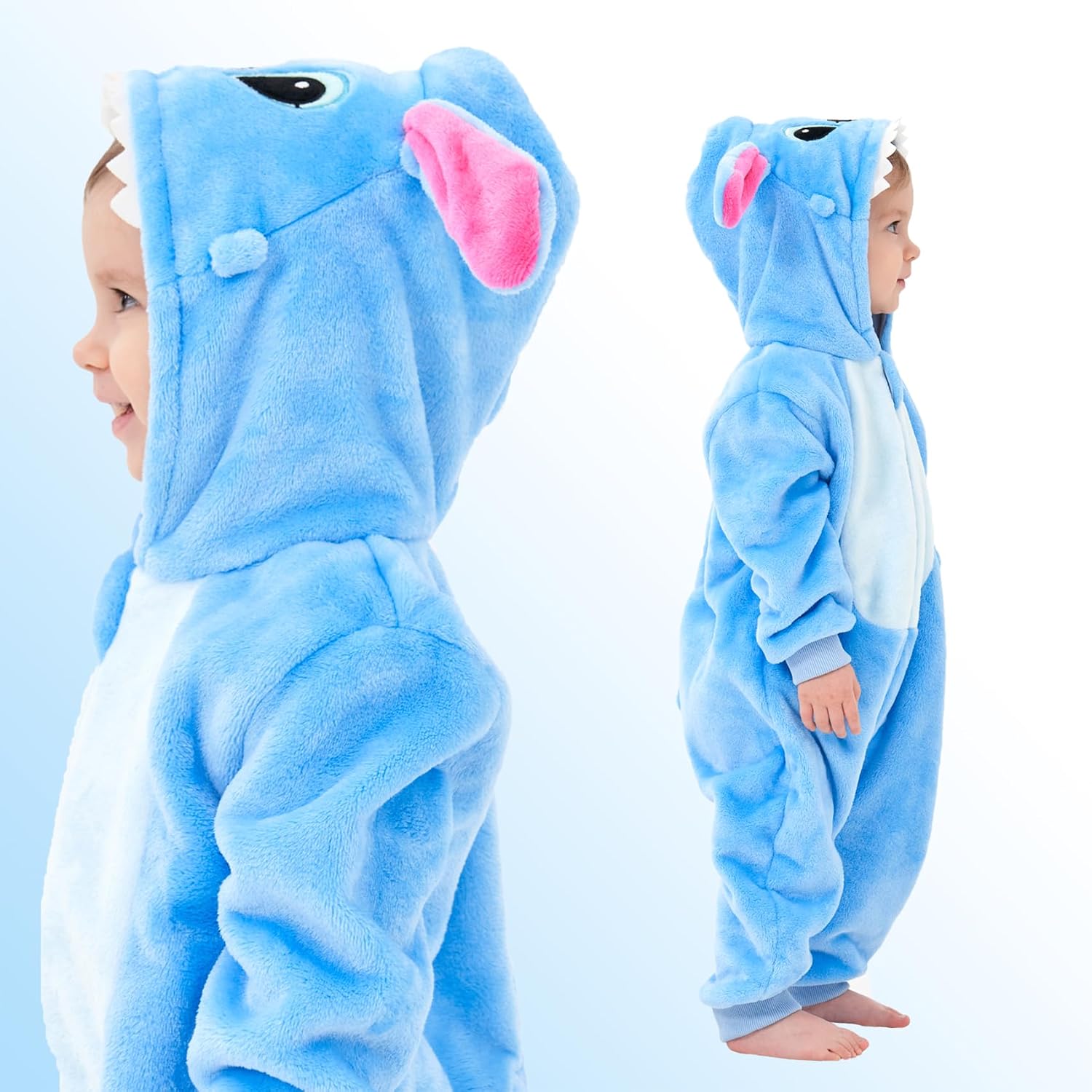 Detalle 1 de SCOPUCI Baby Animal Onesie Pajamas, Flannel Fleece Costume with Hood and Full-Length Zipper