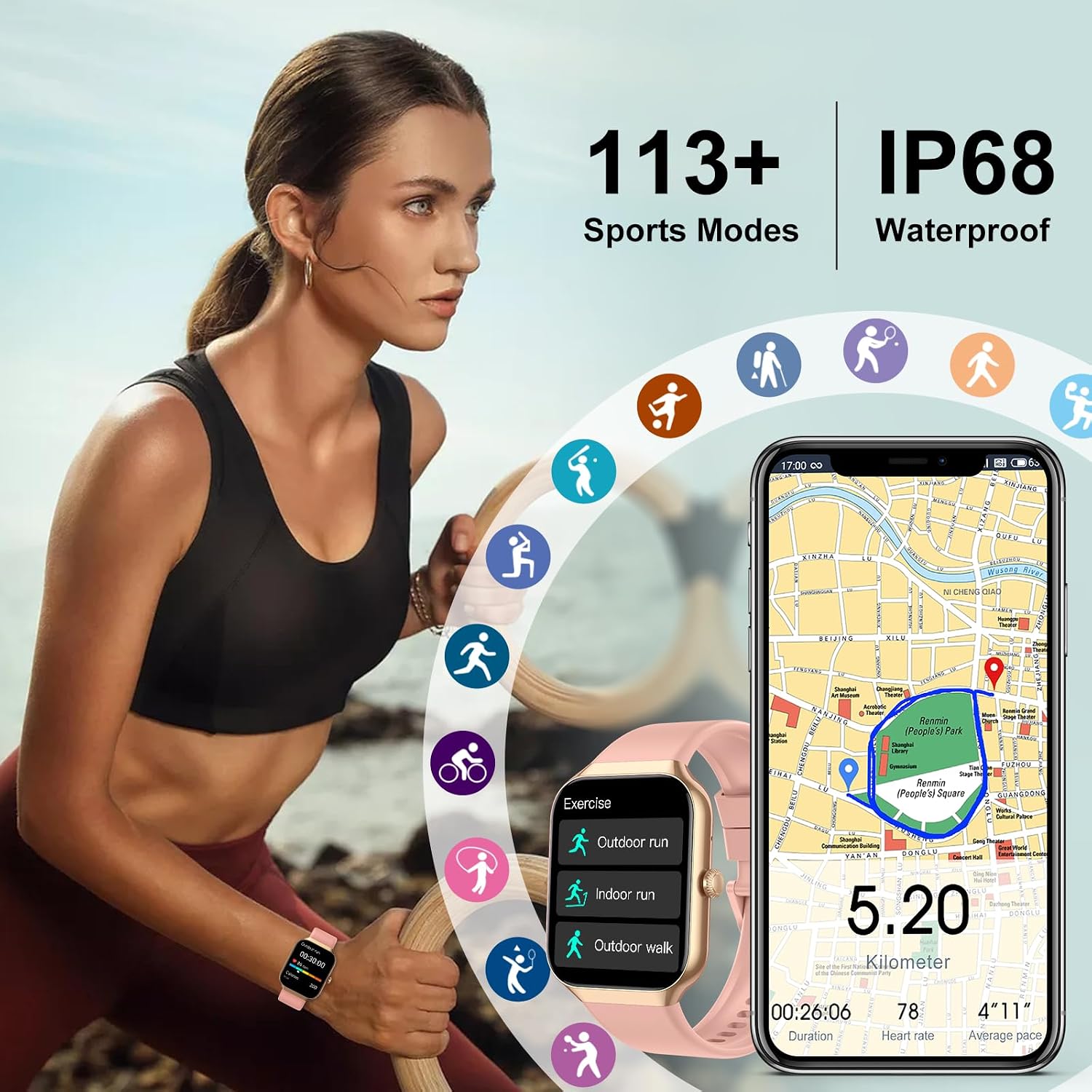Detalle de Jugeman Smartwatch 1.96-Inch Display