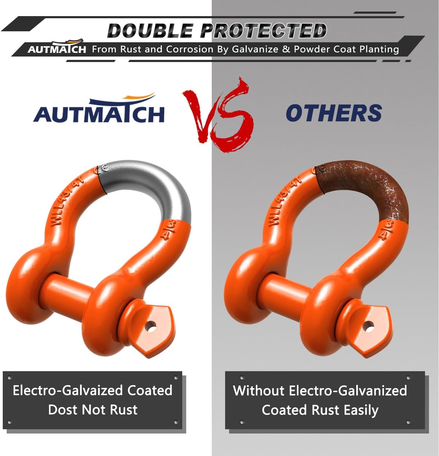 Detalle de AUTMATCH 3/4" D Ring Shackle (2 Pack) with 7/8" Screw Pin and Isolator Washers Kit