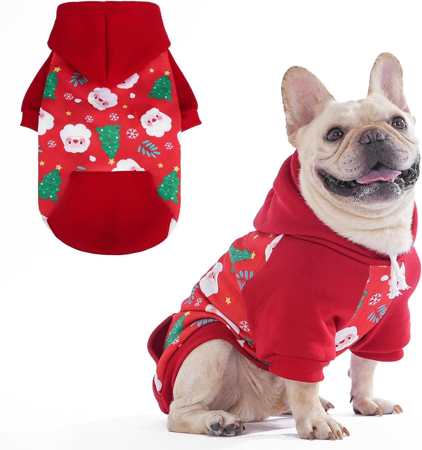 Detalle de KOOLTAIL BJSJ122_SDL Christmas Dog Hoodie, Large Red Holiday Sweatshirt