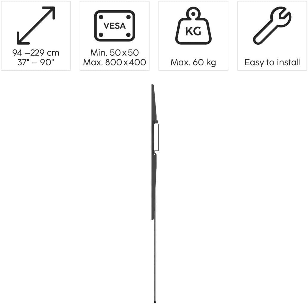 Thumbnail 1 de Hama TV Wandhalterung starr, extra flach – für 37 bis 90 Zoll, VESA 50x50 bis 800x400, bis 60 kg (schwarz)