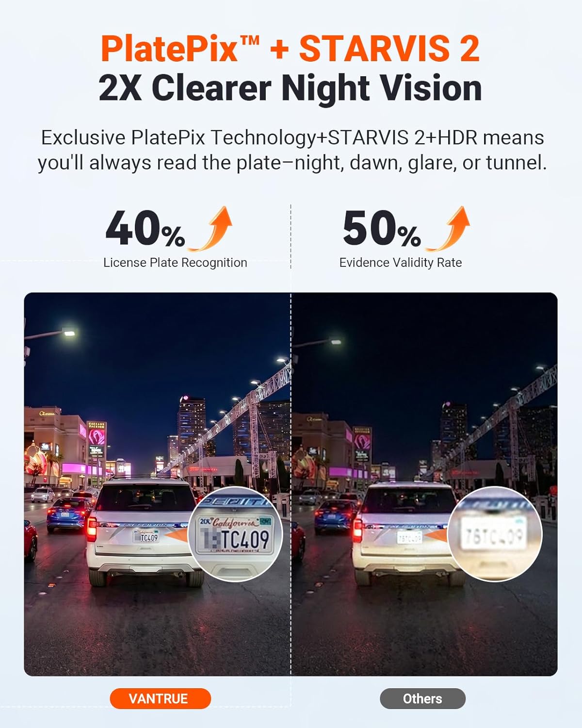Thumbnail 1 de Vantrue N4S 3-Channel Dash Cam with STARVIS 2 Night Vision, PlatePix, Wi-Fi, and GPS (Front + Rear + Inside)