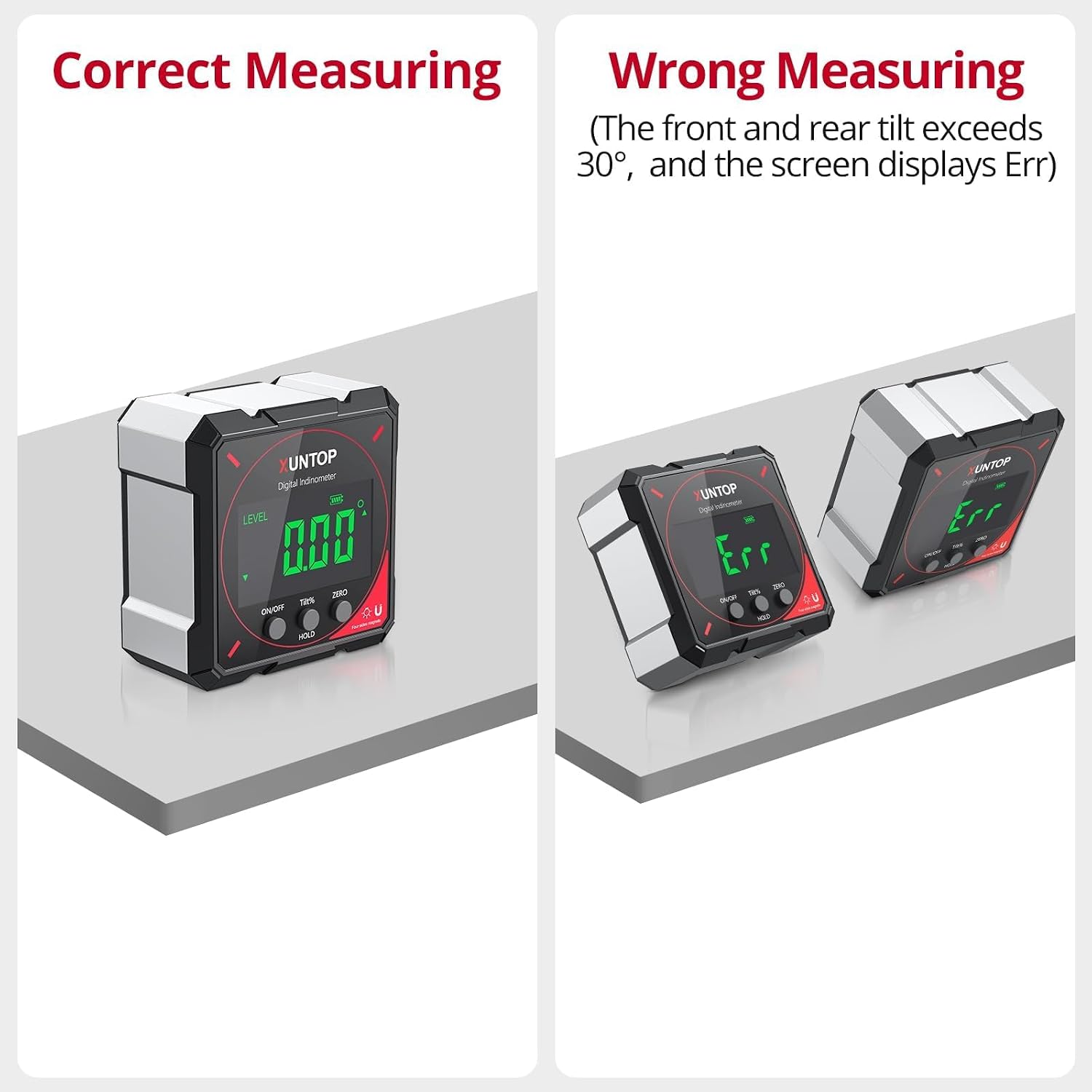 Detalle de XUNTOP XOP010 Digital Angle Finder with 4-Side Magnets, 0.05° Resolution