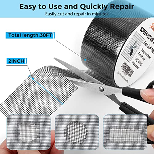 Detalle 2 de Secopad Cinta Reparadora de Mosquiteras 50 mm x 9 m: parche rápido para pantallas de fibra de vidrio (Negro)