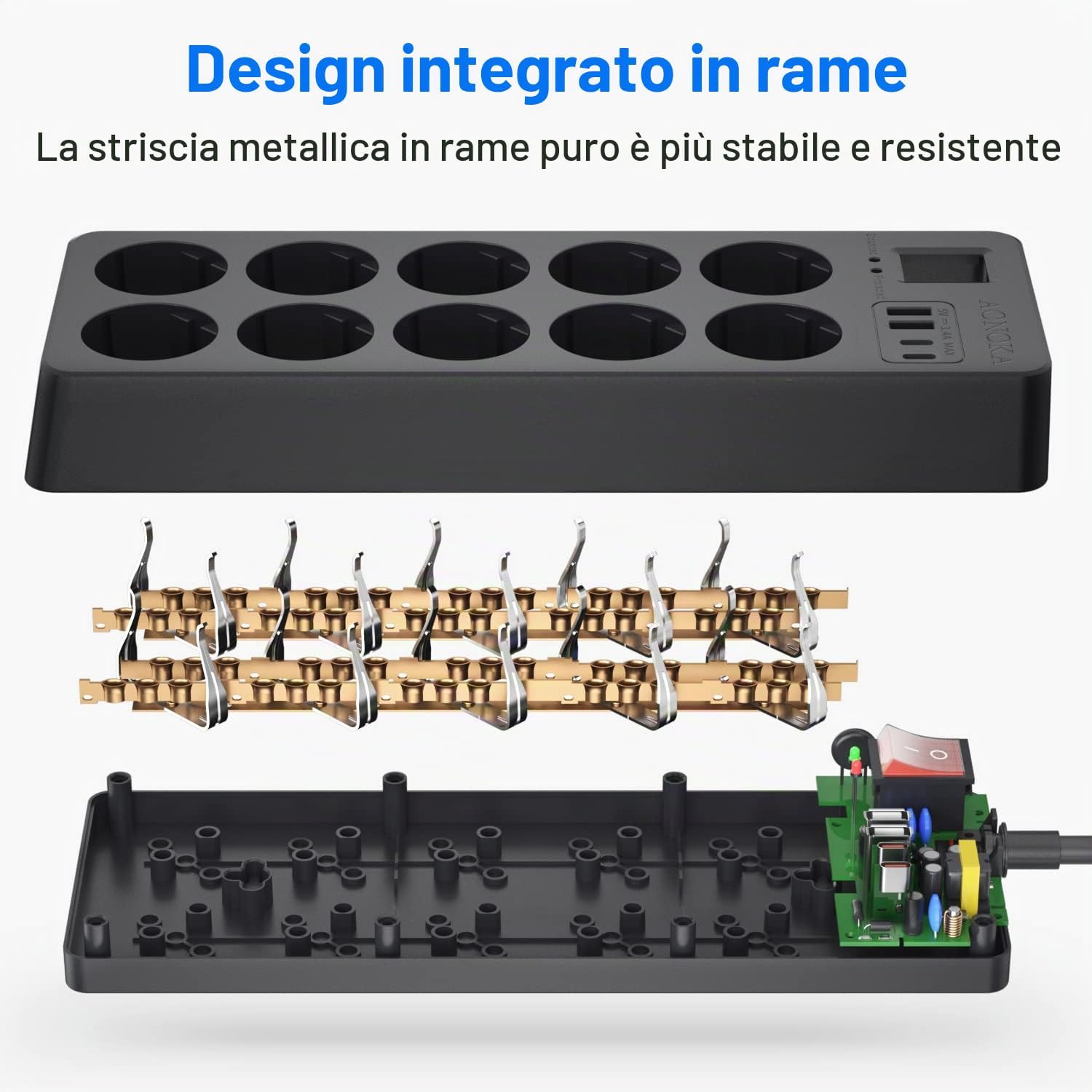 Thumbnail 6 de Multipresa 10 Posti con USB-C e protezione sovratensione – 1,5 m, Nero