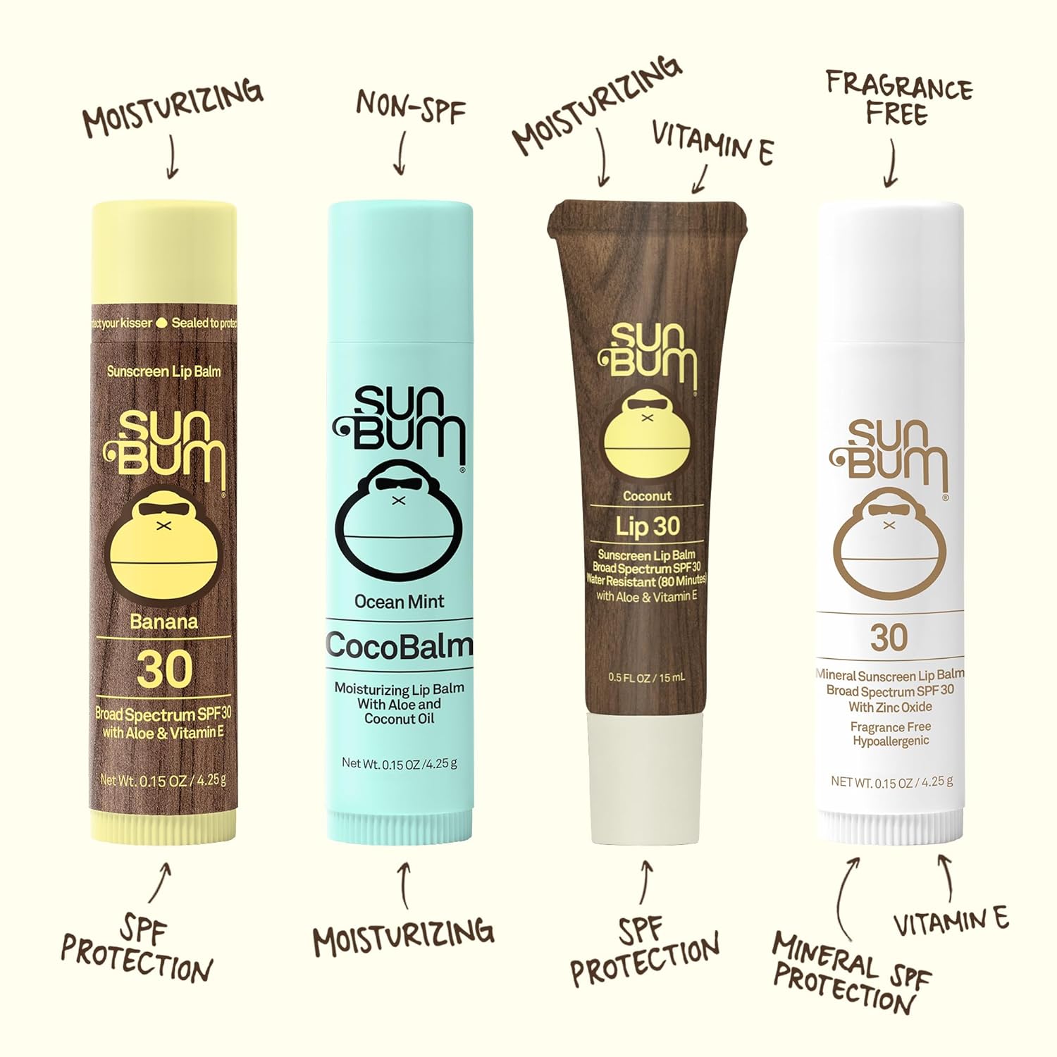 Detalle 2 de Sun Bum SPF 30 Lip Balm 0.15 oz Trio