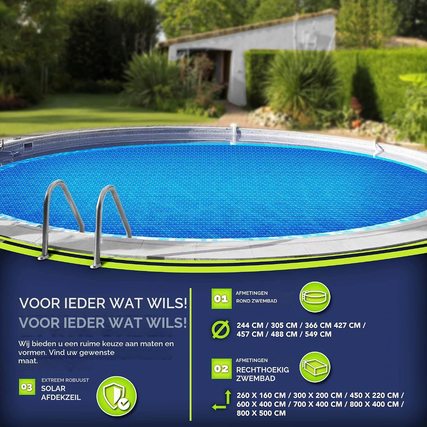 Detalle 1 de tillvex TVPF zonnefolie voor zwembad, 120 µm, 700 x 400 cm, op maat te knippen