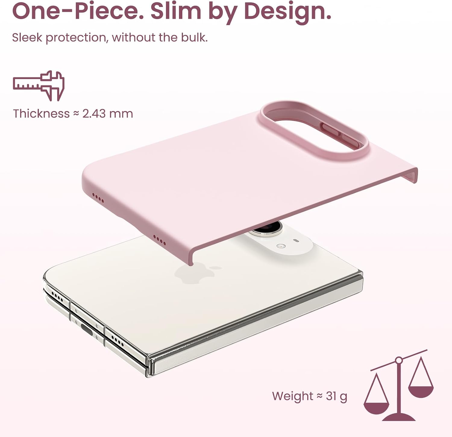 Detalle 2 de ORNARTO iPhone Duo Case, Chalk Pink Liquid Silicone with Magnetic Design
