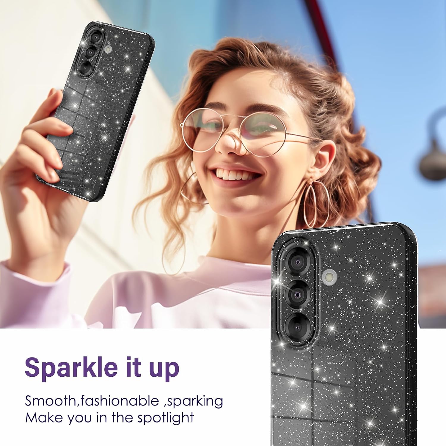 Detalle de Paitech Glitzer Hülle für Samsung Galaxy A17 – Dünn, flexibel und kratzfest