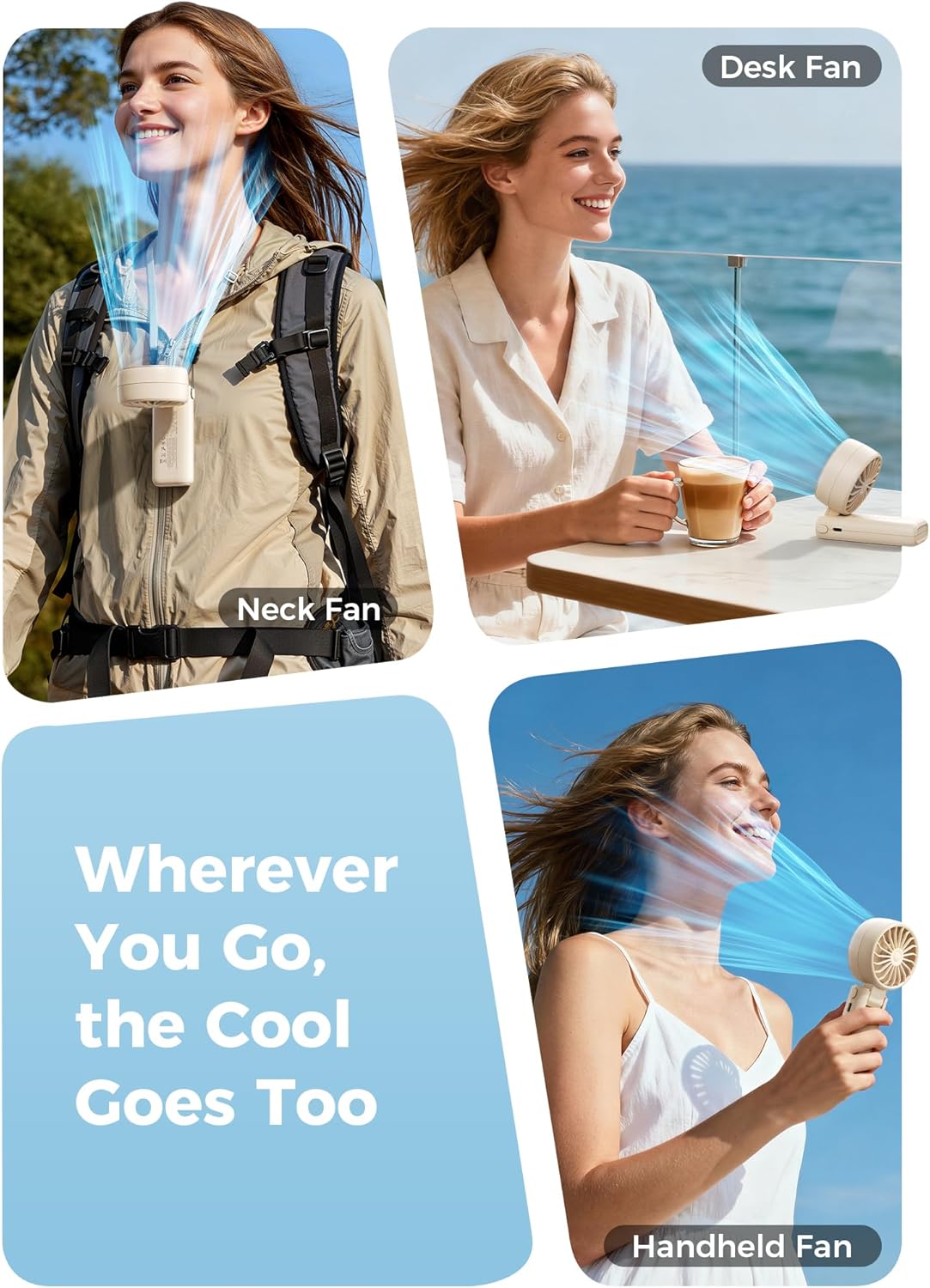 Thumbnail 4 de Aecooly Mighty Portable Handheld Fan — 20H Max, 5 Speeds, 3 Modes, USB Rechargeable